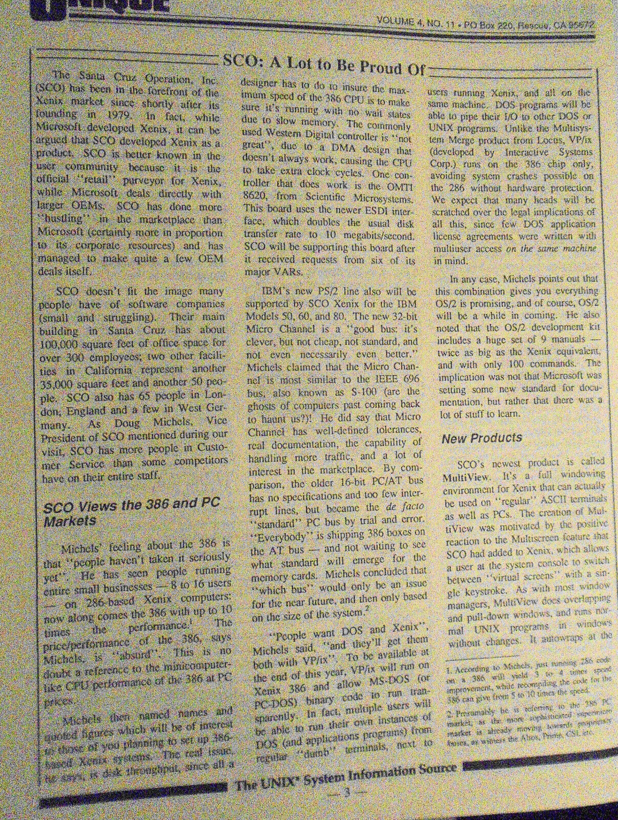 UNIQUE: The UNIX System Information Source, Vol. 4, No. 11, October 1987