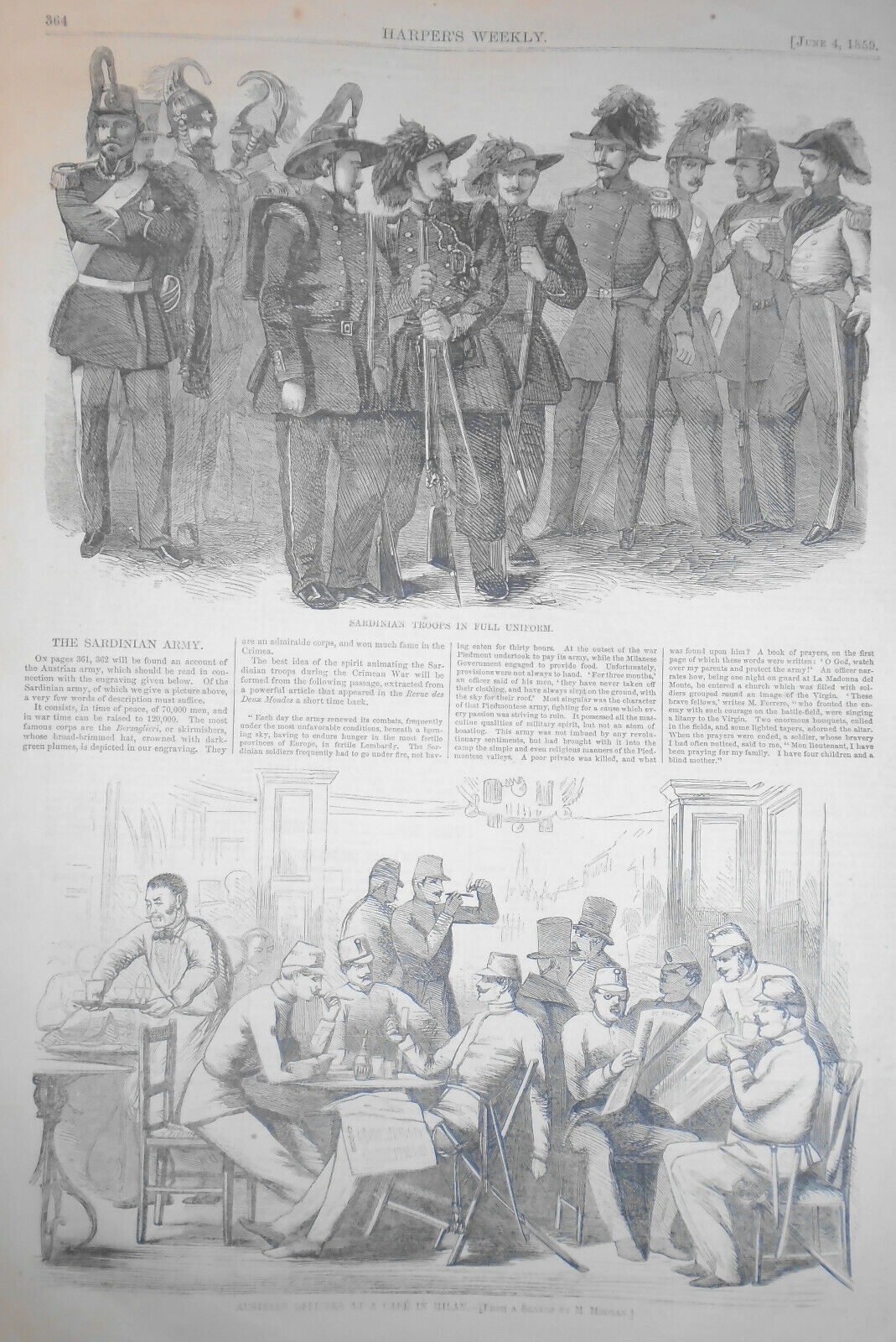 Harper's Weekly - Original Complete Issue - June 4, 1859 "War In Europe"