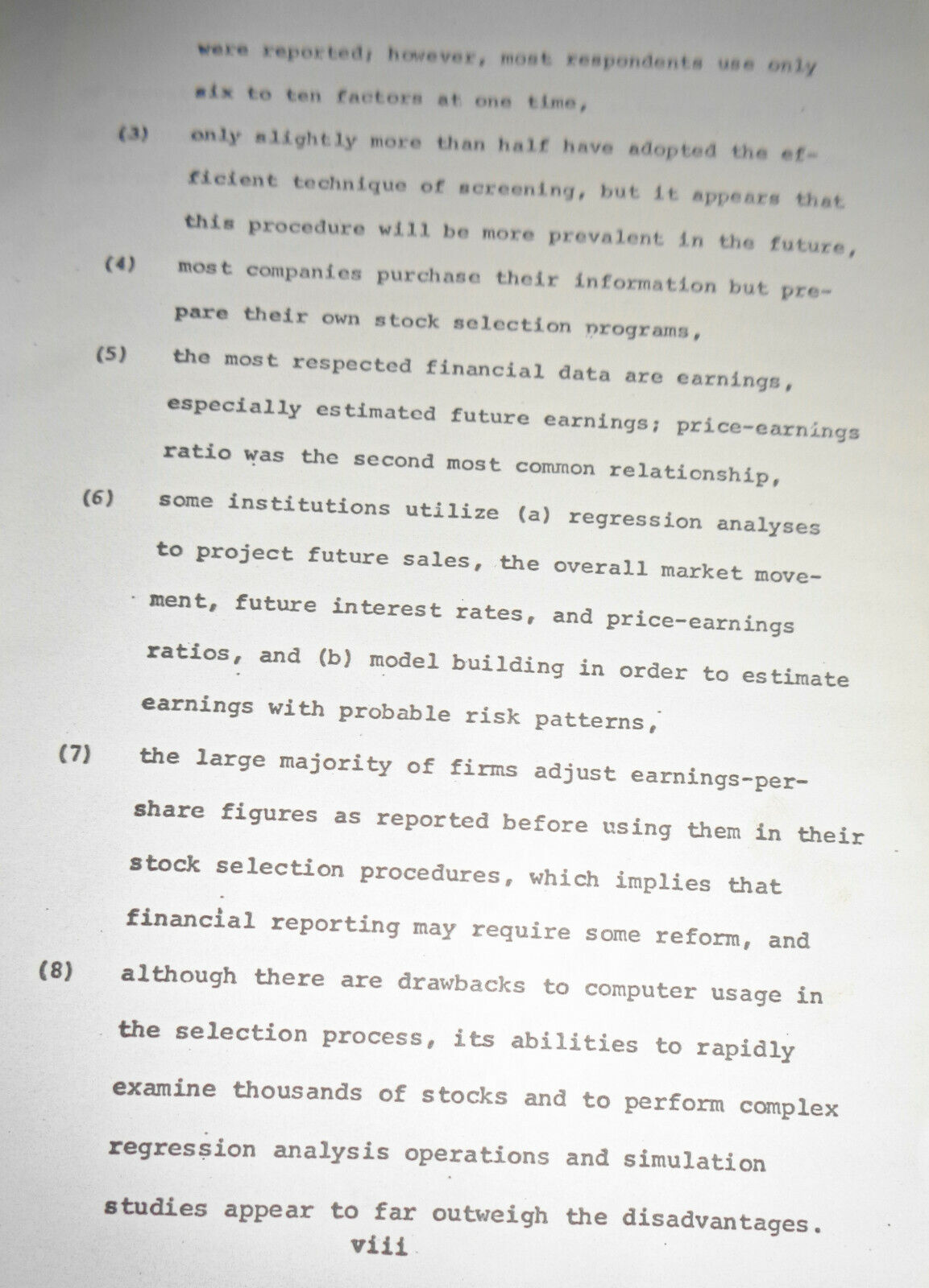 1970 Use of the computer in the stock selection process, by Bruce Kersey.