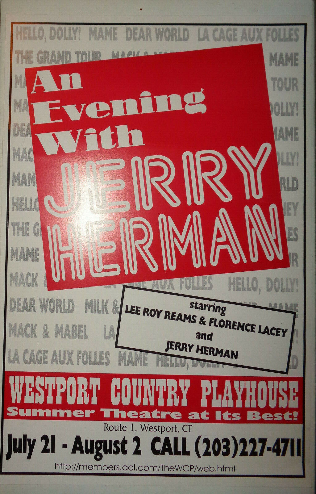 AN EVENING WITH JERRY HERMAN - ORIGINAL POSTER 1997, WESTPORT COUNTRY PLAYHOUSE