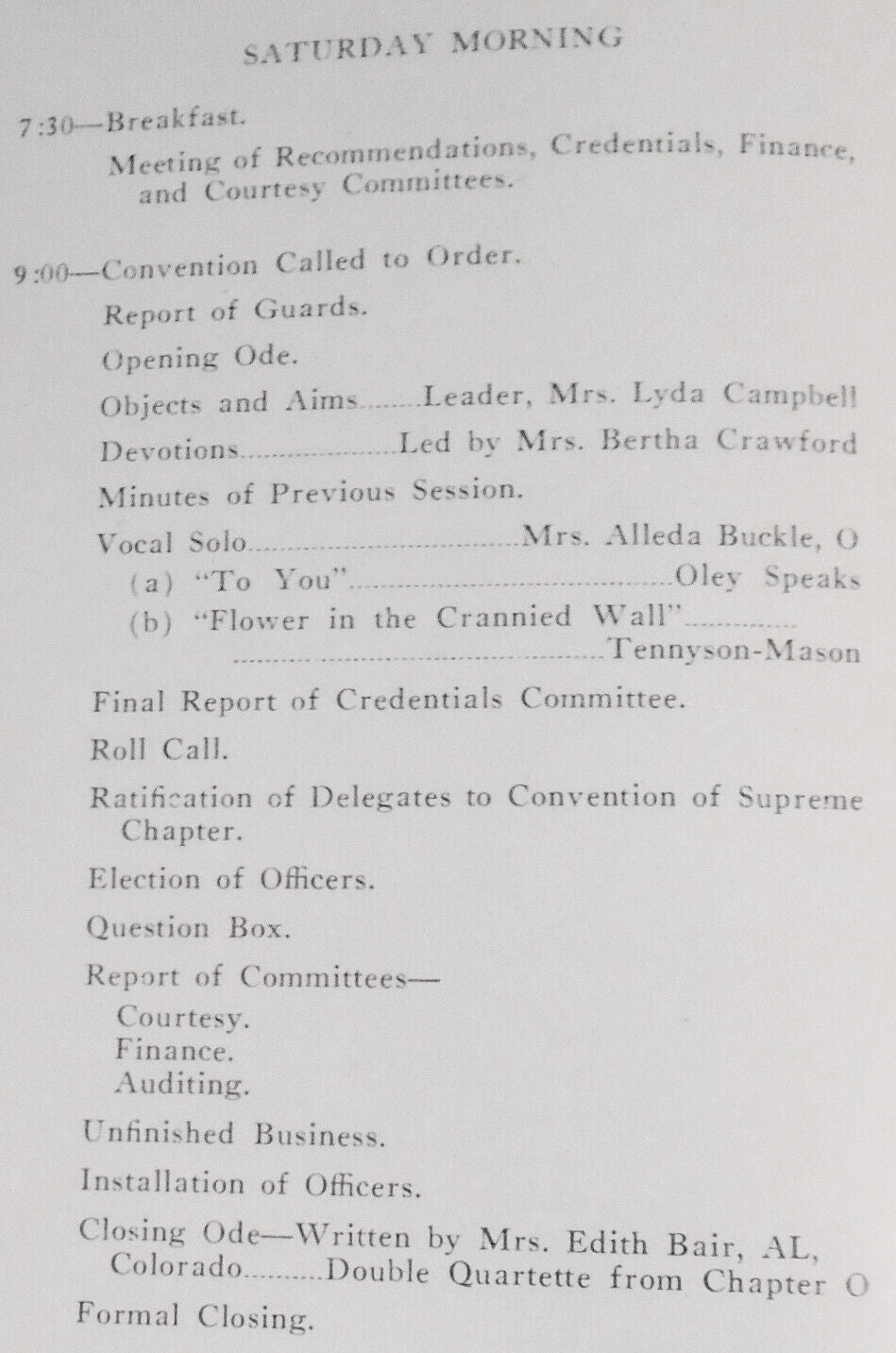 1935 P.E.O. Sisterhood 14th Convention Program, State Chapter, Casper Wyoming