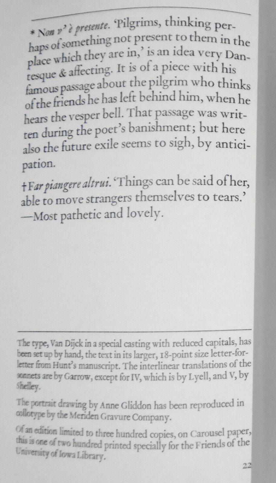 Leigh Hunt : On eight sonnets of Dante. 1965