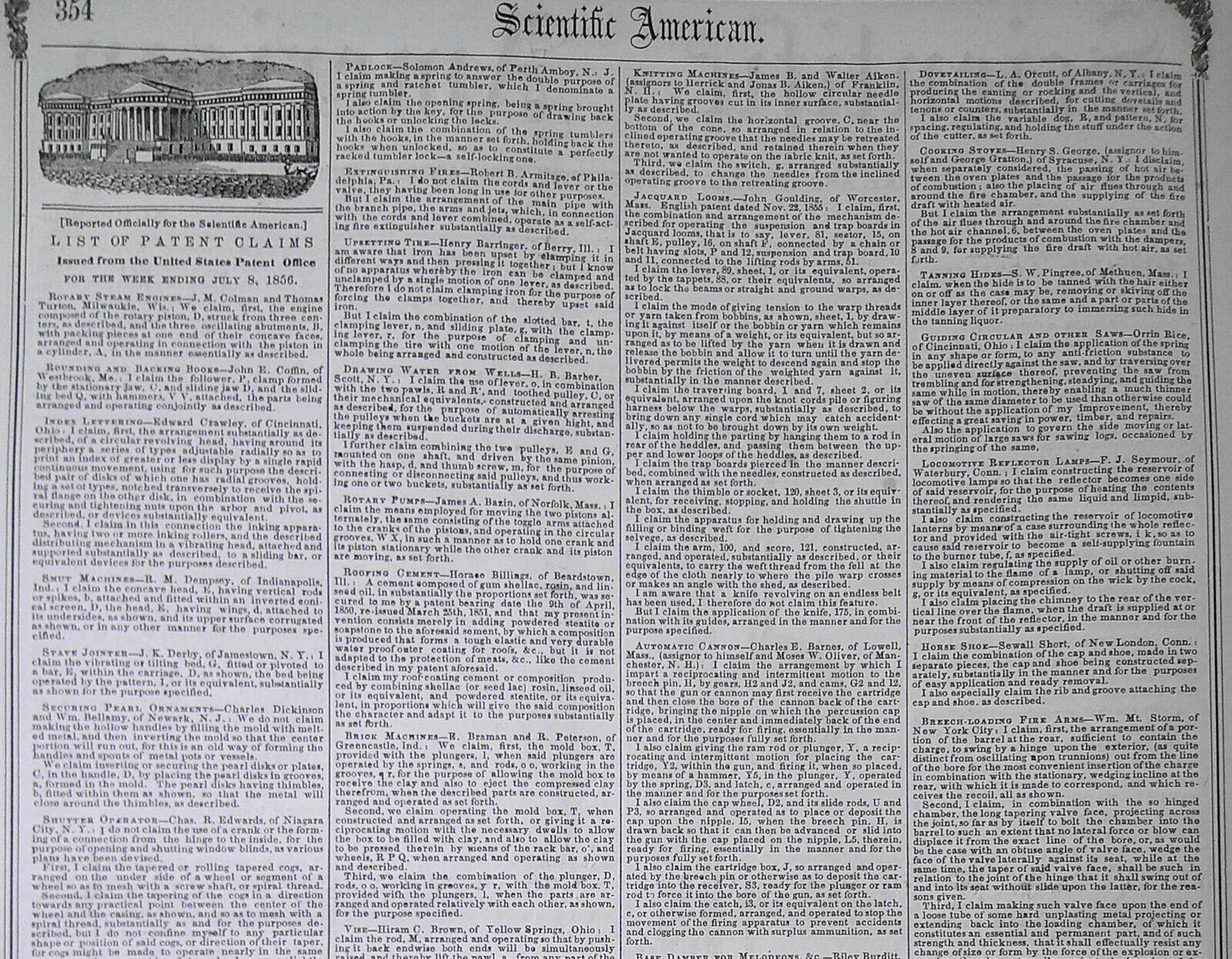 Scientific American, July 19, 1856. American vs European photographs; telegraphy