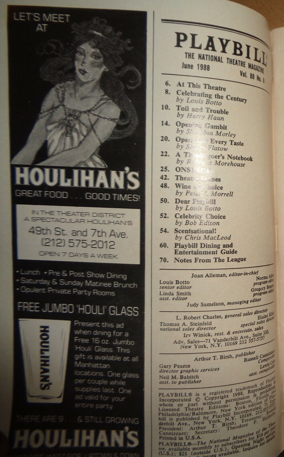 JUNO AND THE PAYCOCK - PLAYBILL - Opening Night: June 21, 1988
