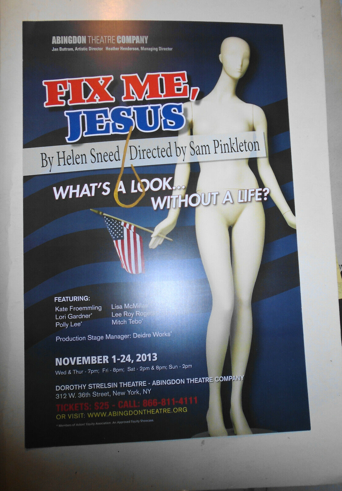 Fix Me, Jesus - 2013 Poster, Dorothy Strelsin Theatre, New York City - Abingdon