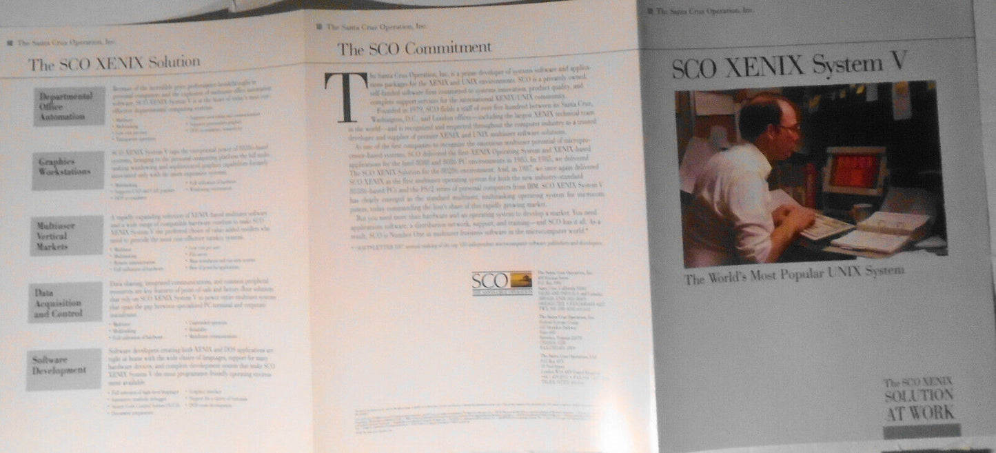 1988 SCO Xenix System V promo brochure - Santa Cruz Operation UNIX.