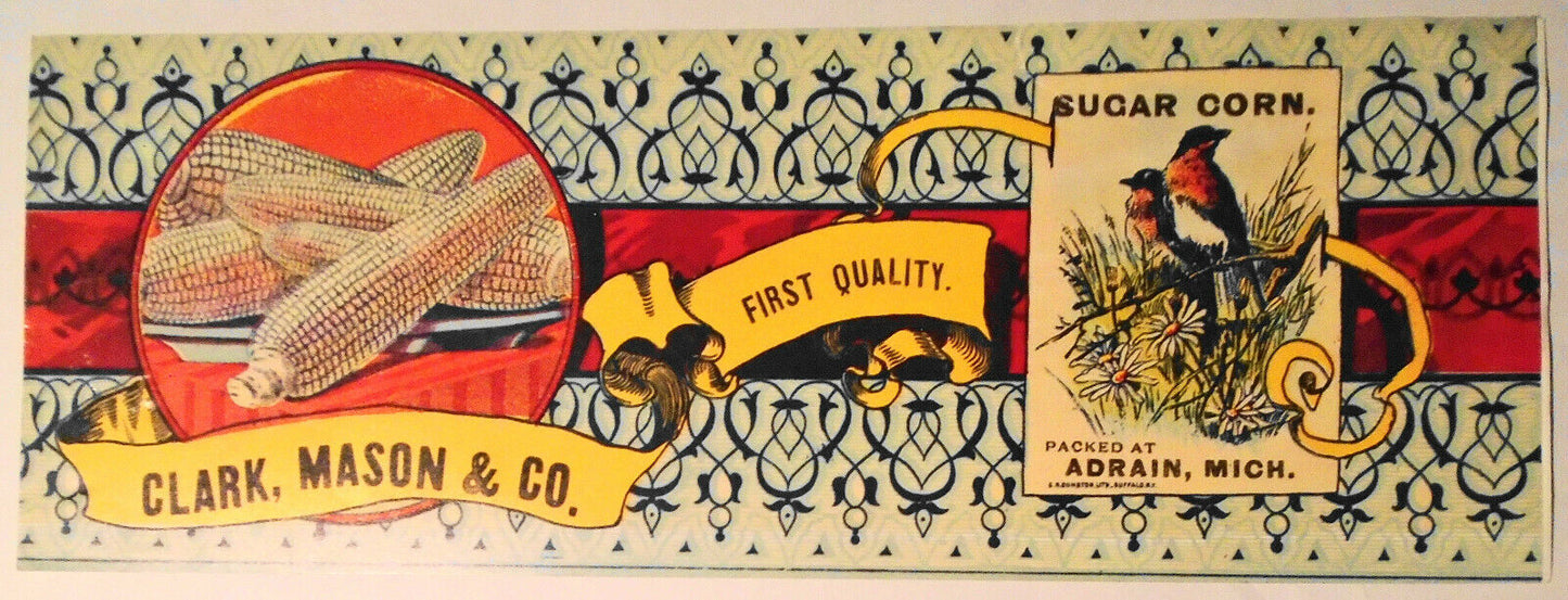 Clark Mason & Co. First Quality Sugar Corn - Can Label