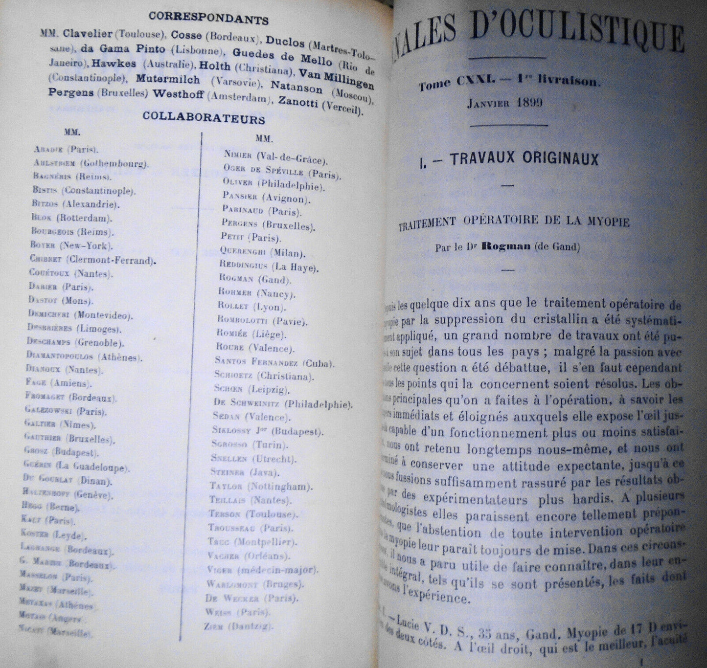 Annales D'Oculistique 1899. Bound Vol. 121/122. Yearly Ophthalmological Journal