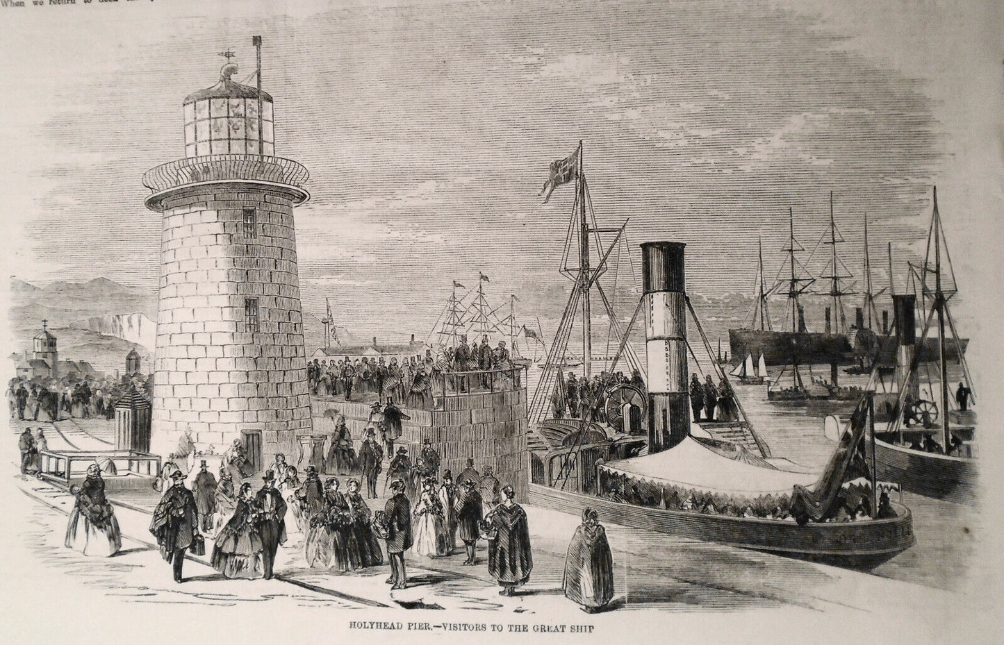 1859 The "Great Eastern" at Holyhead: Arrival ... + Visitors... original prints