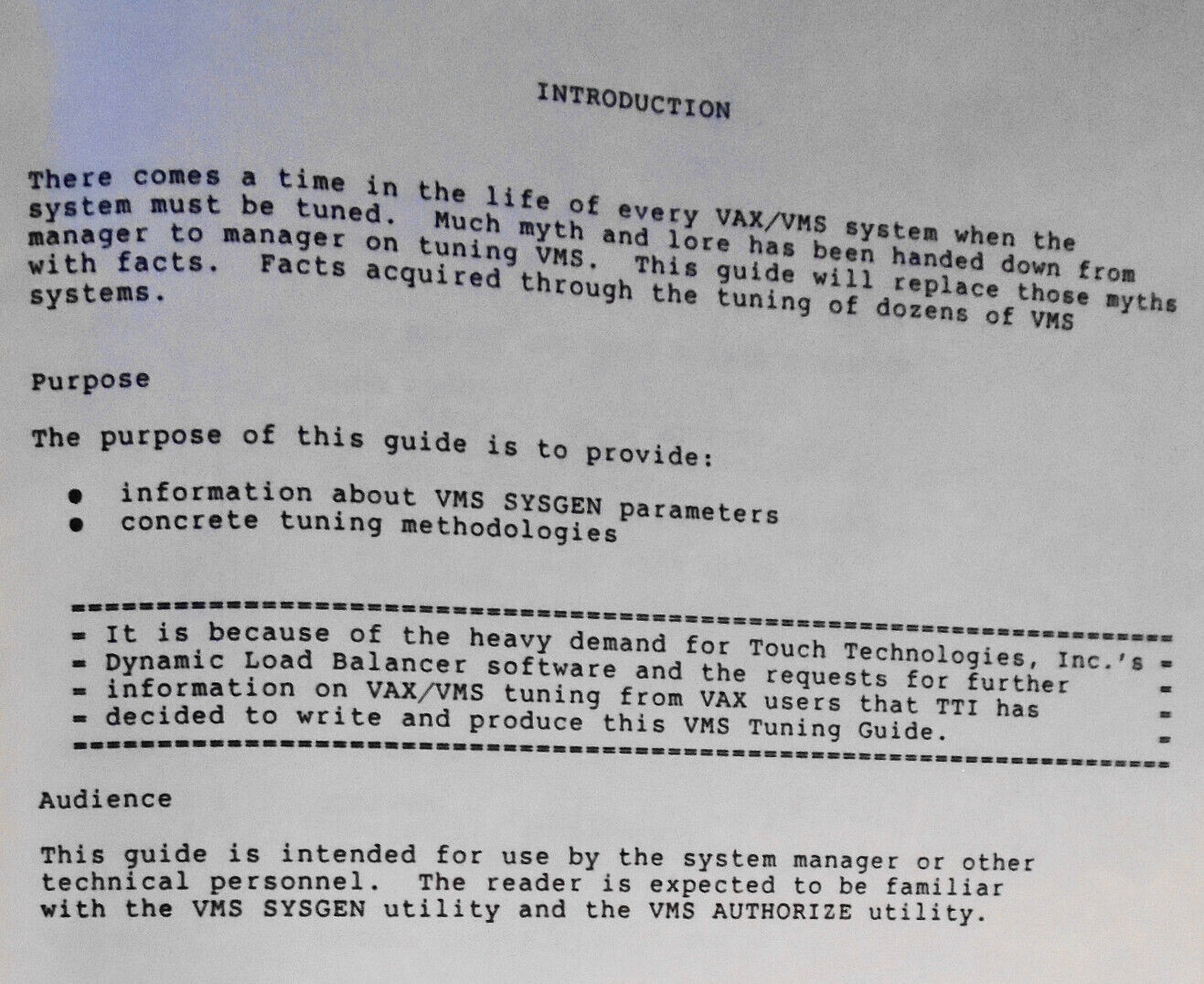 VMS Tuning Guide, by Touch Technologies. 1988.