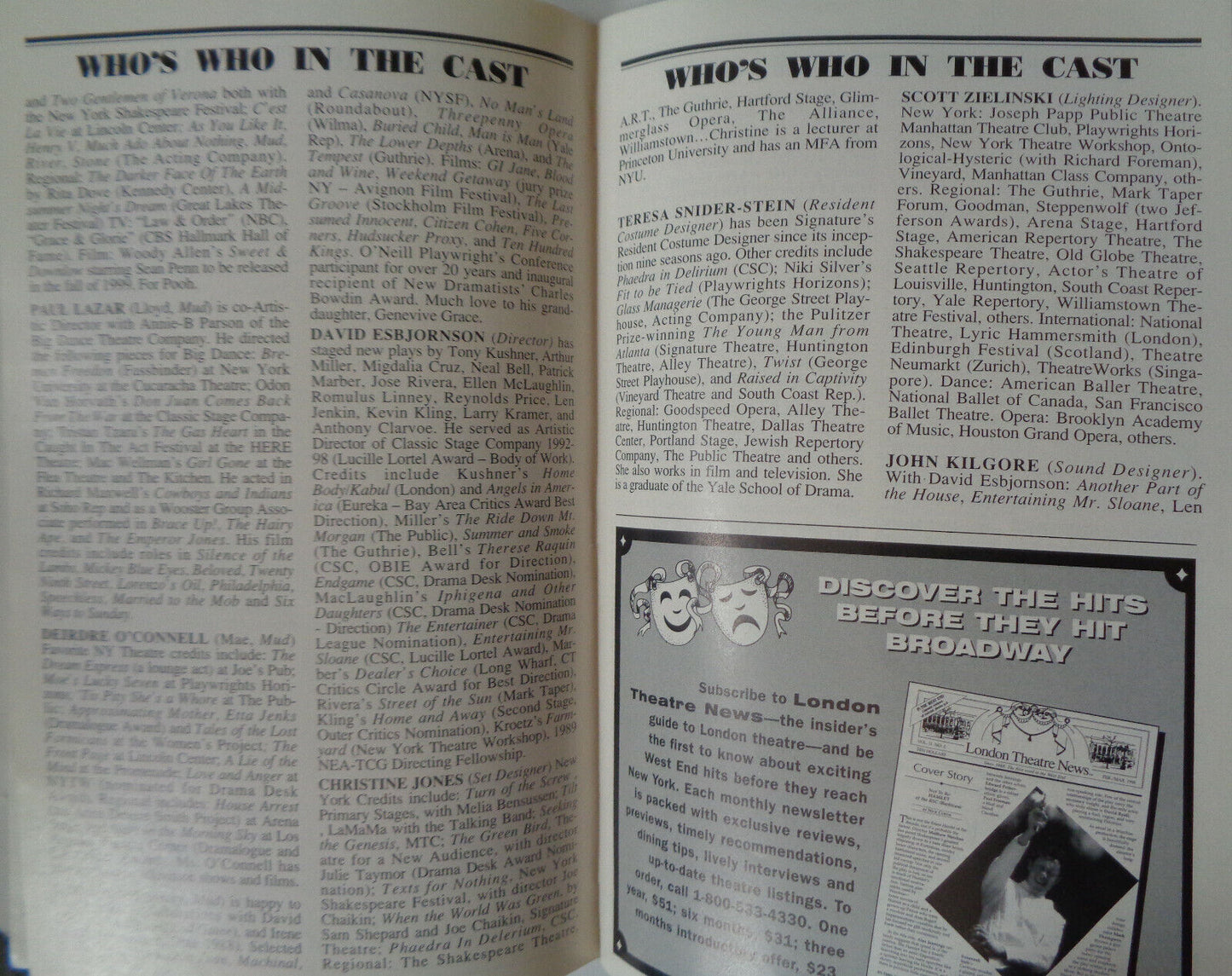 Mud And Drowning - Playbill - September 1999