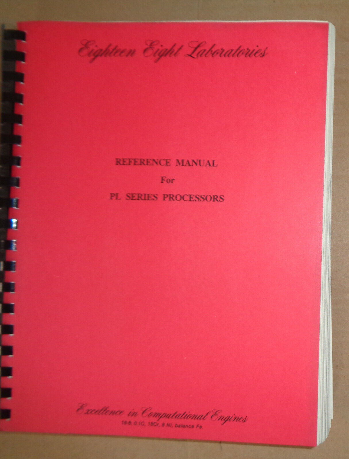 Reference Manual For PL Series Processors - 1988 - Eighteen Eight Laboratories