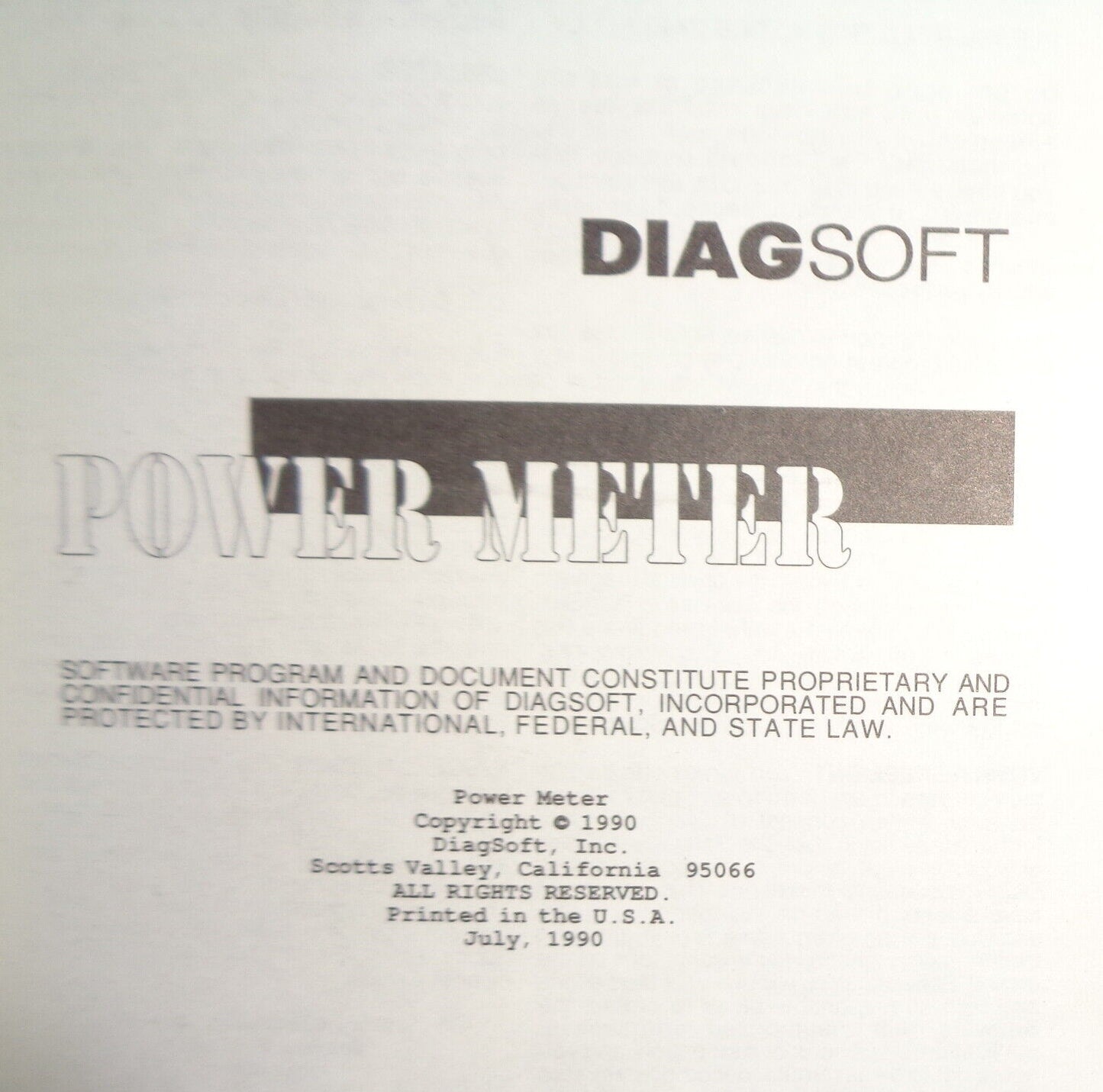 Power Meter, by DiagSoft, 1990. PC performance measurement tool for IBM 5 1/4 in