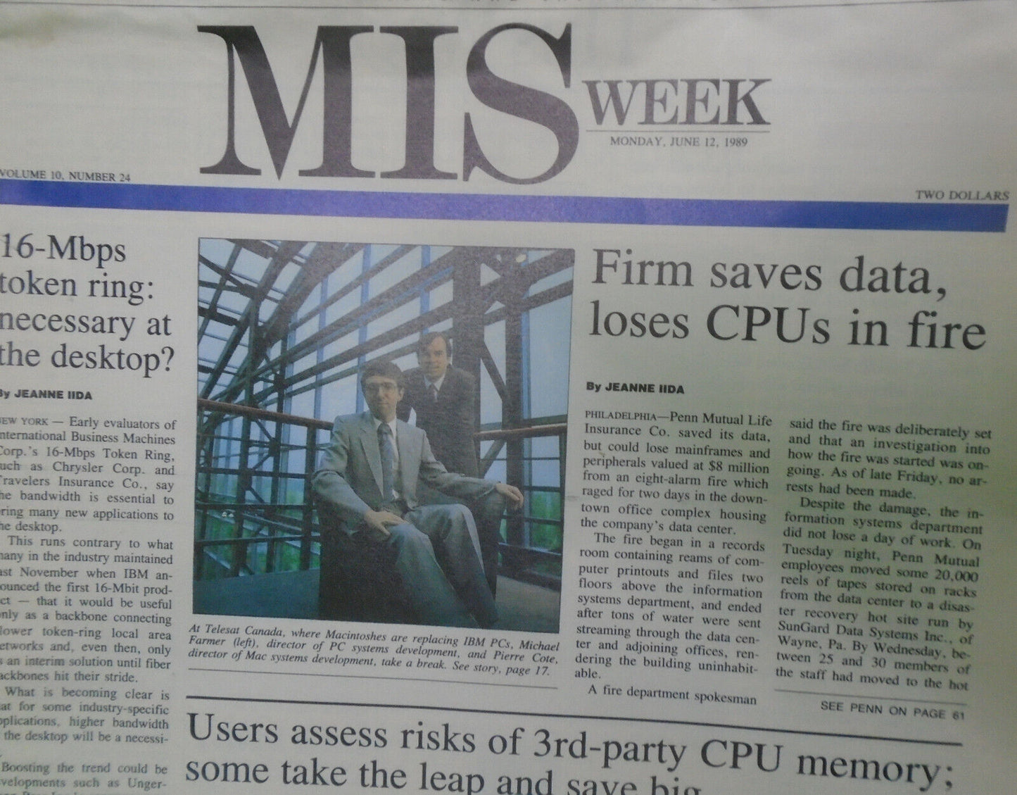 MIS Week, June 12, 1989 - IBM, AT&T, Tandem Computer, Bell Atlantic, etc news