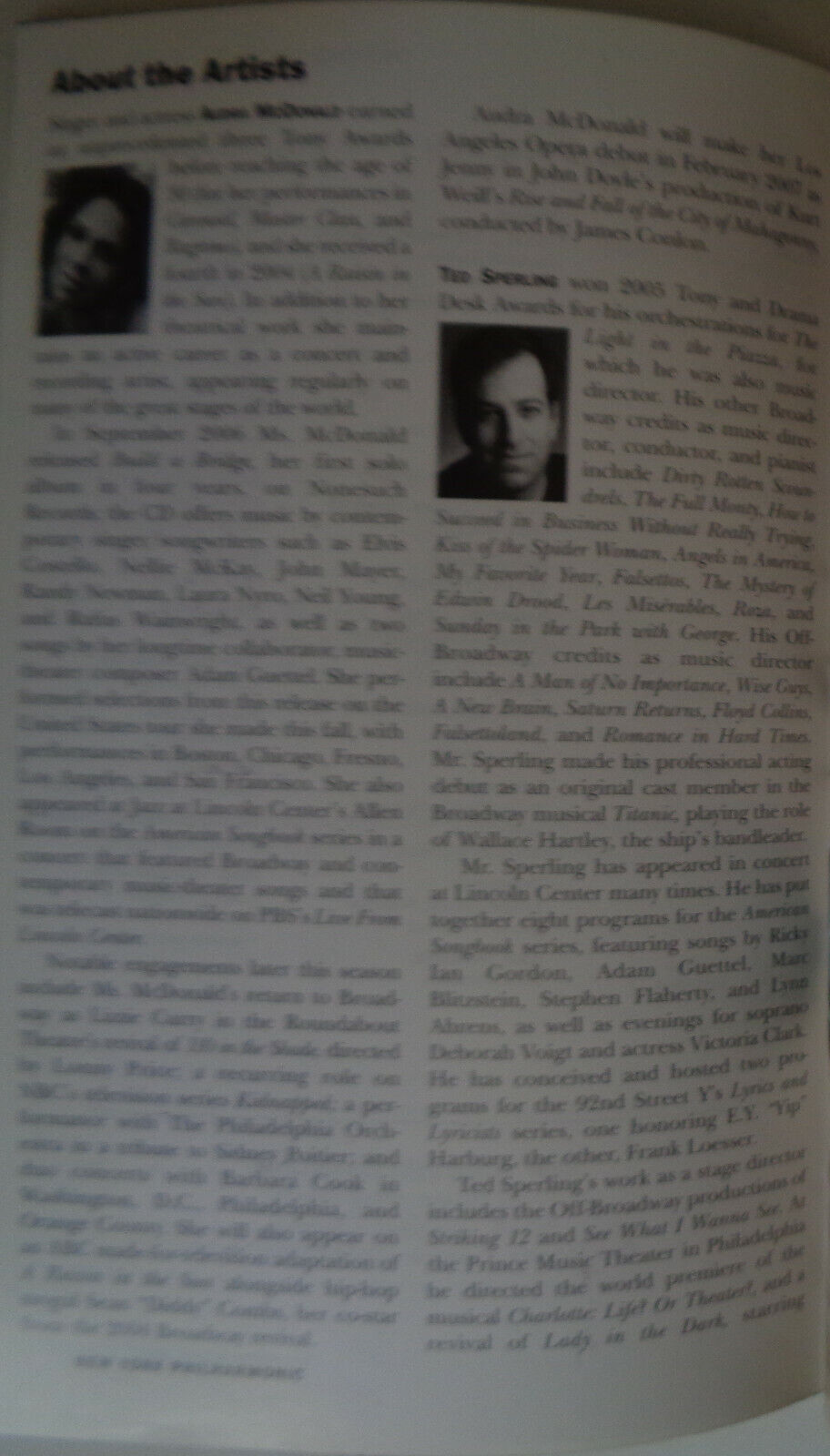 NEW YEAR'S EVE WITH AUDRA MCDONALD NY PHILHARMONIC PLAYBILL Lincoln Center 2006