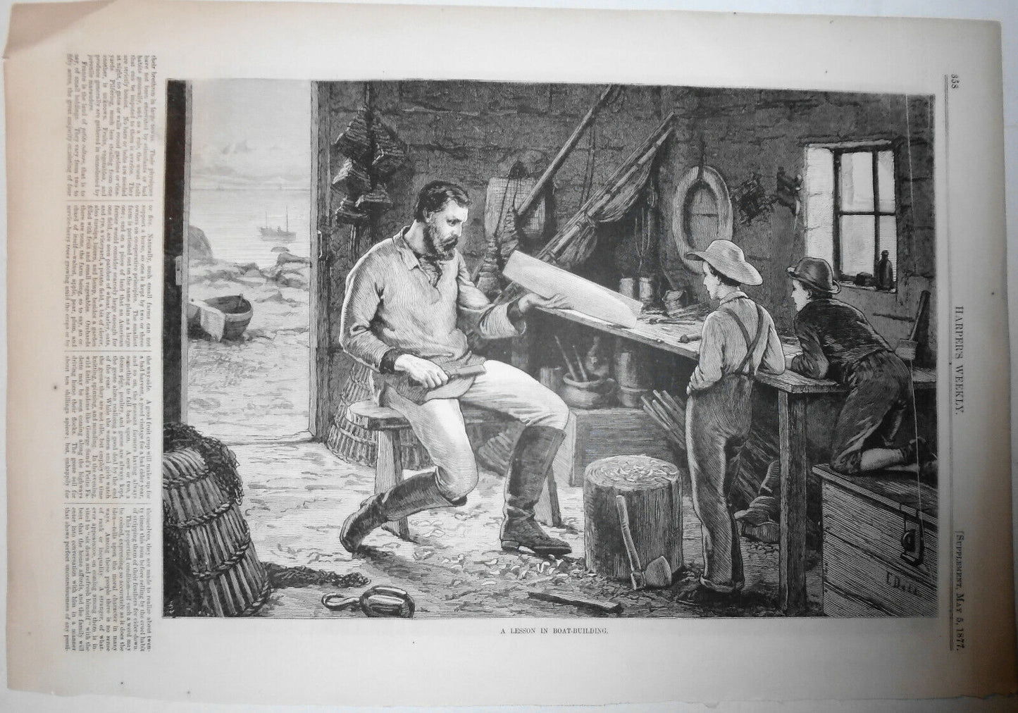 A Lesson in Boat-Building - Harper's Weekly, May 5, 1877