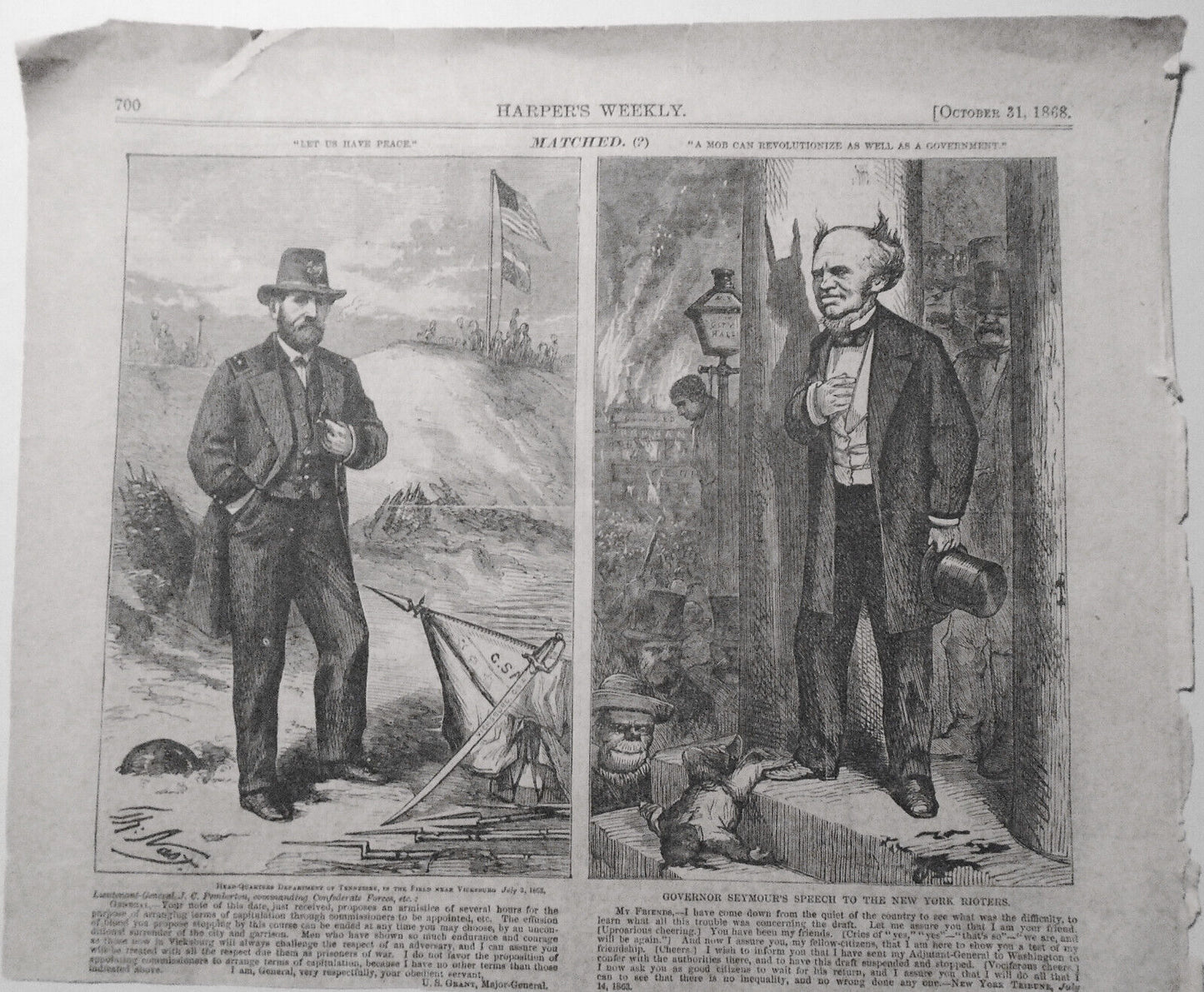 “Matched (?)”, by Thomas Nast. Harper's Weekly October 31, 1868