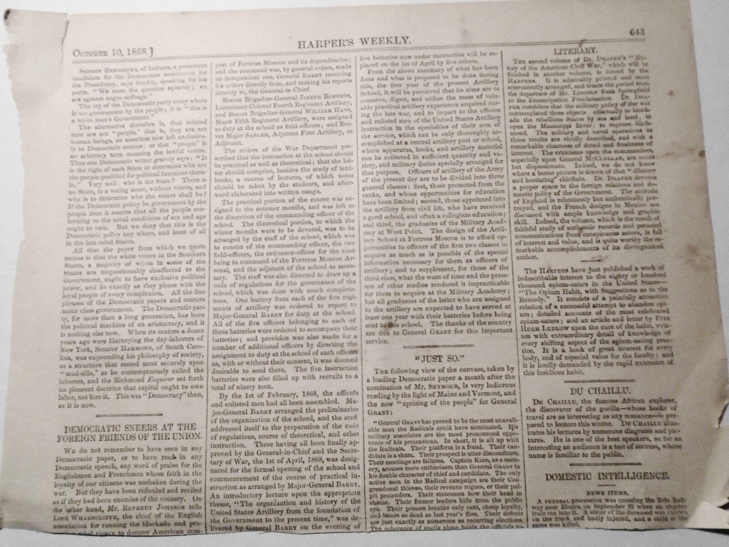 Yacht Race For Vice-commodore Bennett's Prizes. Harper's Weekly October 10, 1868