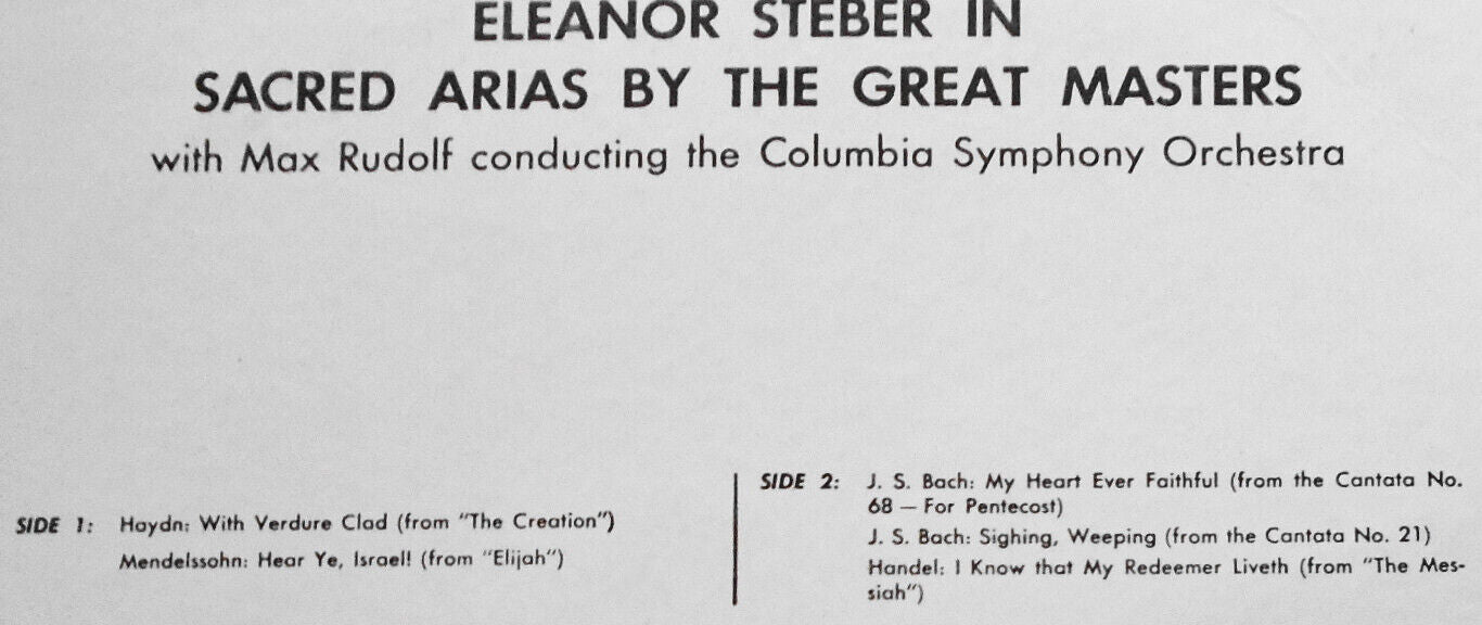 Eleanor Steber In Sacred Arias By The Great Masters - LP - SEALED - 1961.