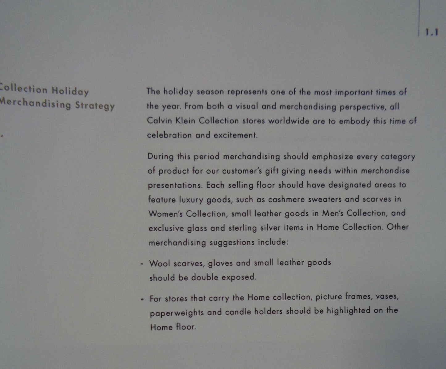 Calvin Klein Collection Holiday Visual Directive 2000 & Merchandising Strategy