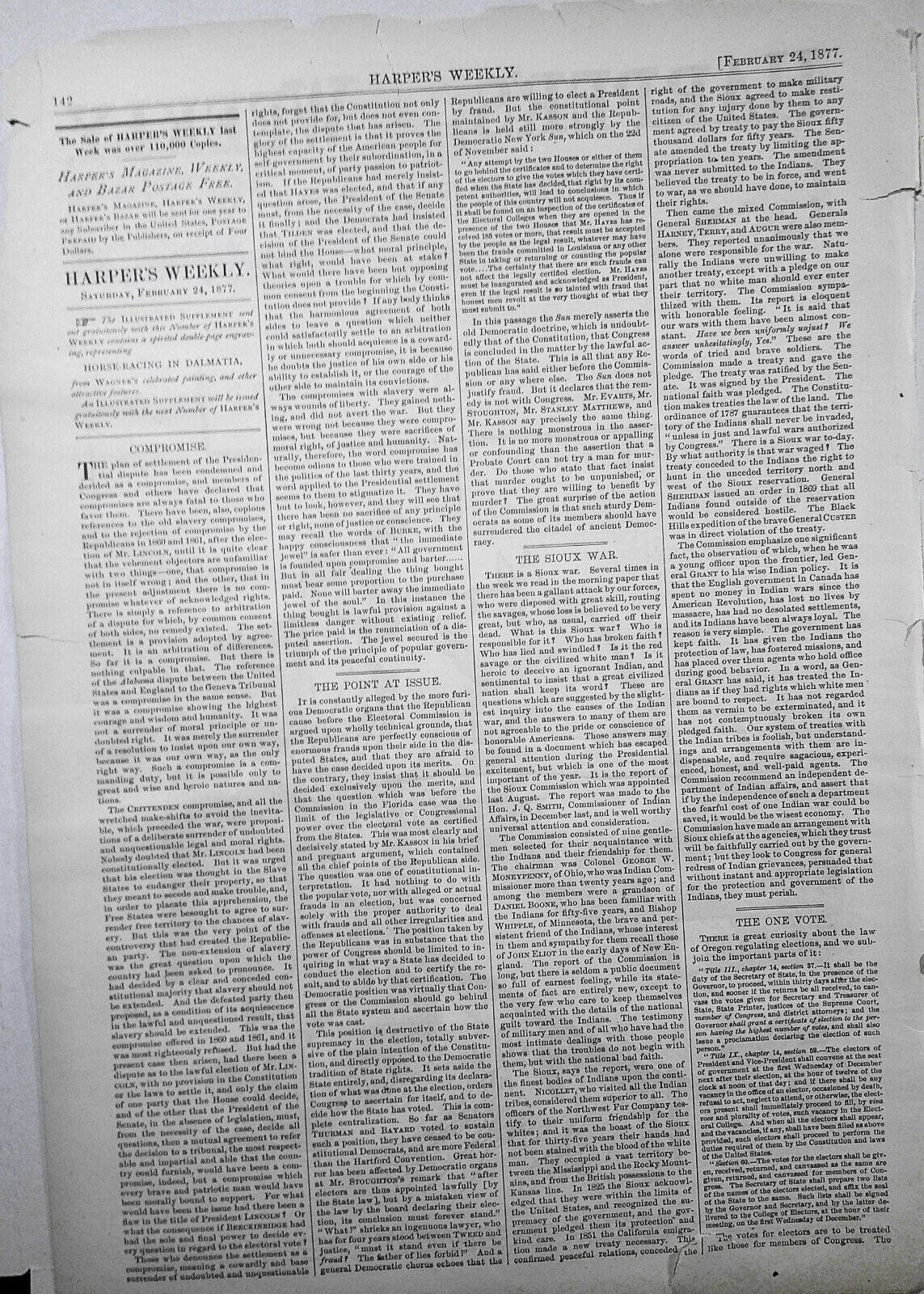 A Jewel Among Swine, by Thomas Nast. Harper's Weekly February 24, 1877