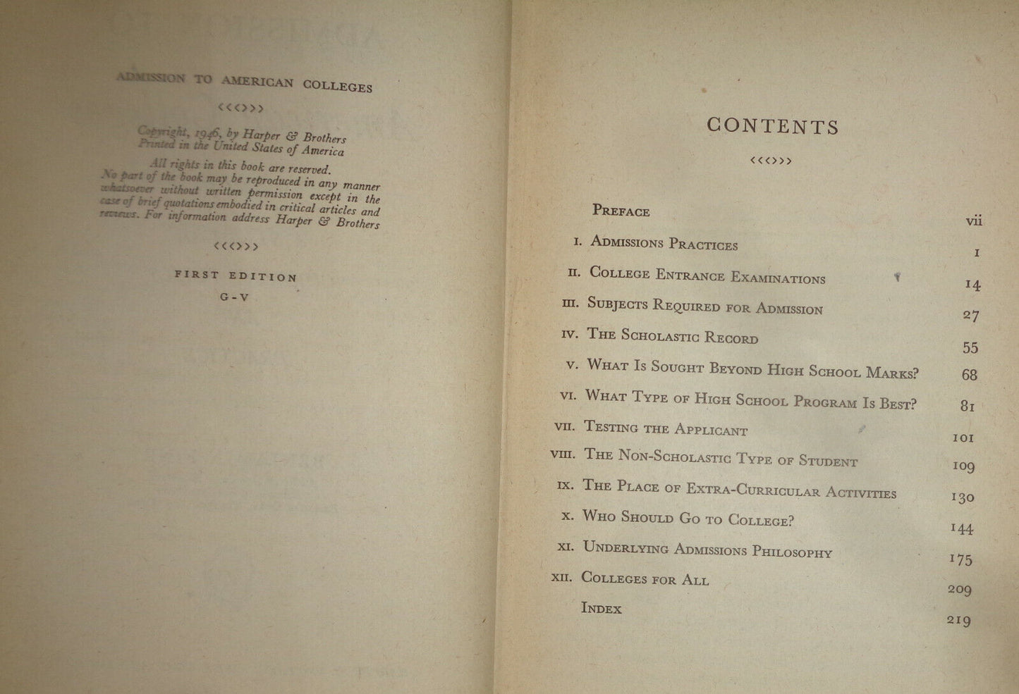 Admission to American Colleges, by Benjamin Fine. SIGNED First edition 1946