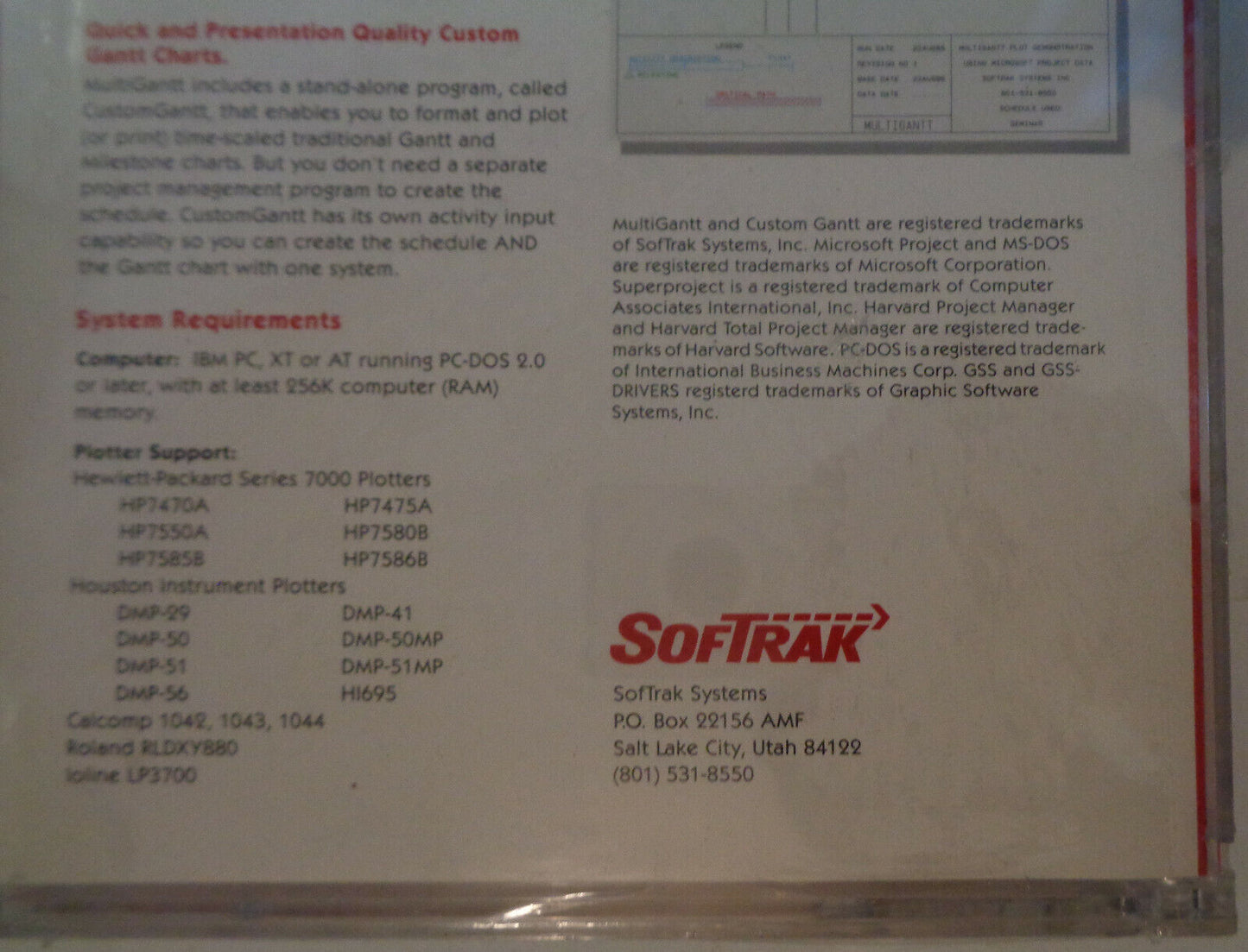 MultiGantt Project Management Graphics, by Softrak. For IBM PC... SEALED. NEW