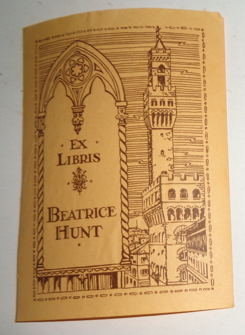 Beatrice Hunt, Ex Libris Bookplate - circa 1937