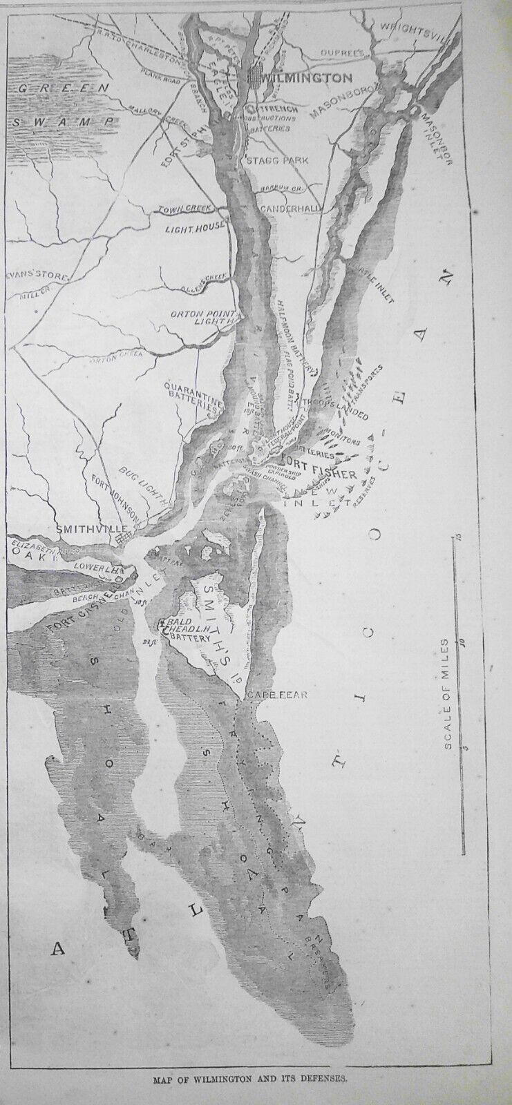 Map of Wilmington and its defenses - Harper's Weekly, January 14, 1865