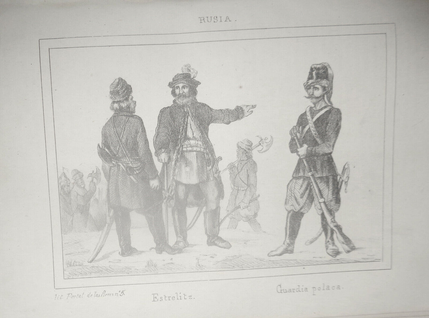1840 Russia - Estrelitz - Guardia Polaca - engraving. El universo pintoresco