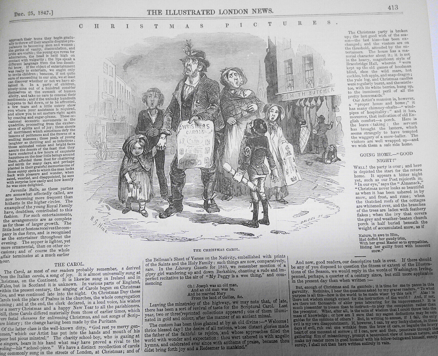 Christmas Pictures: 3 pages of scenes - Illustrated London News December 1847