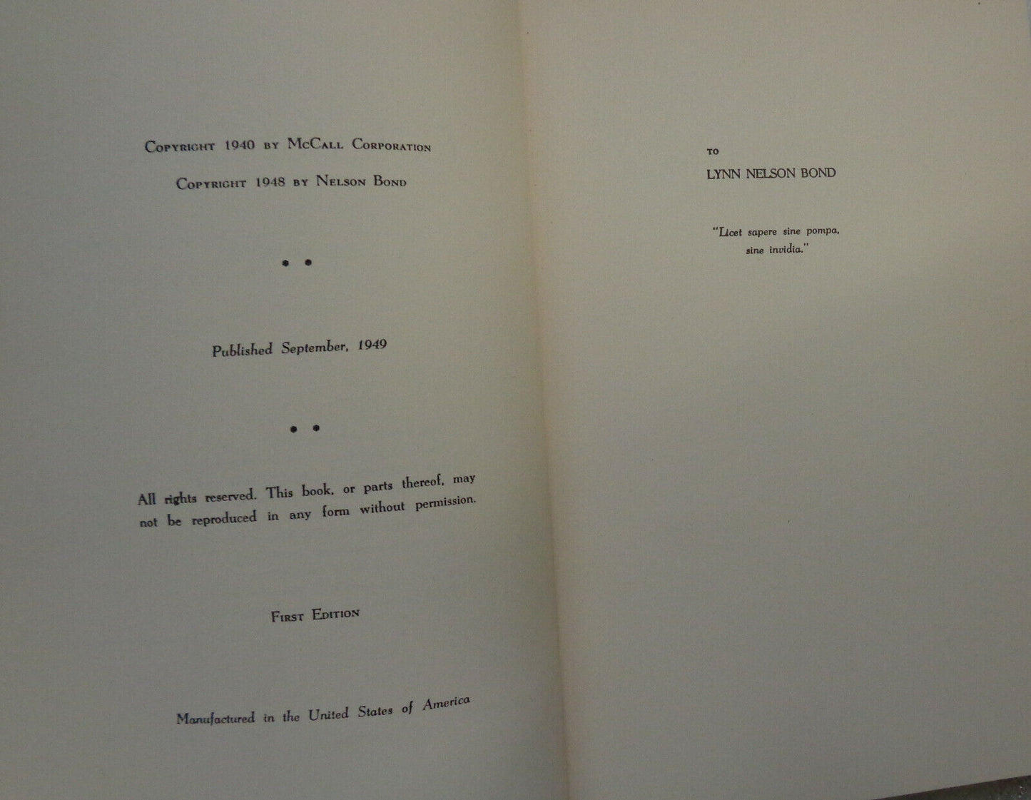 Exiles of time, by Nelson Bond. First Edition, 1949. 1st printing