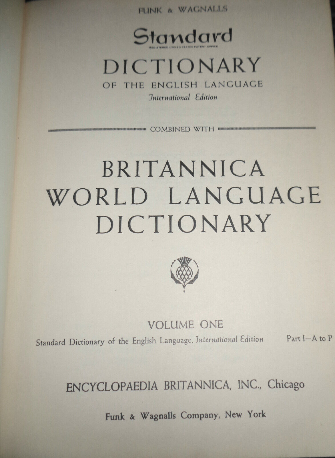 Britannica World Language Dictionary, 2 Vol. Set -- Funk & Wagnalls. 1960 Ed.