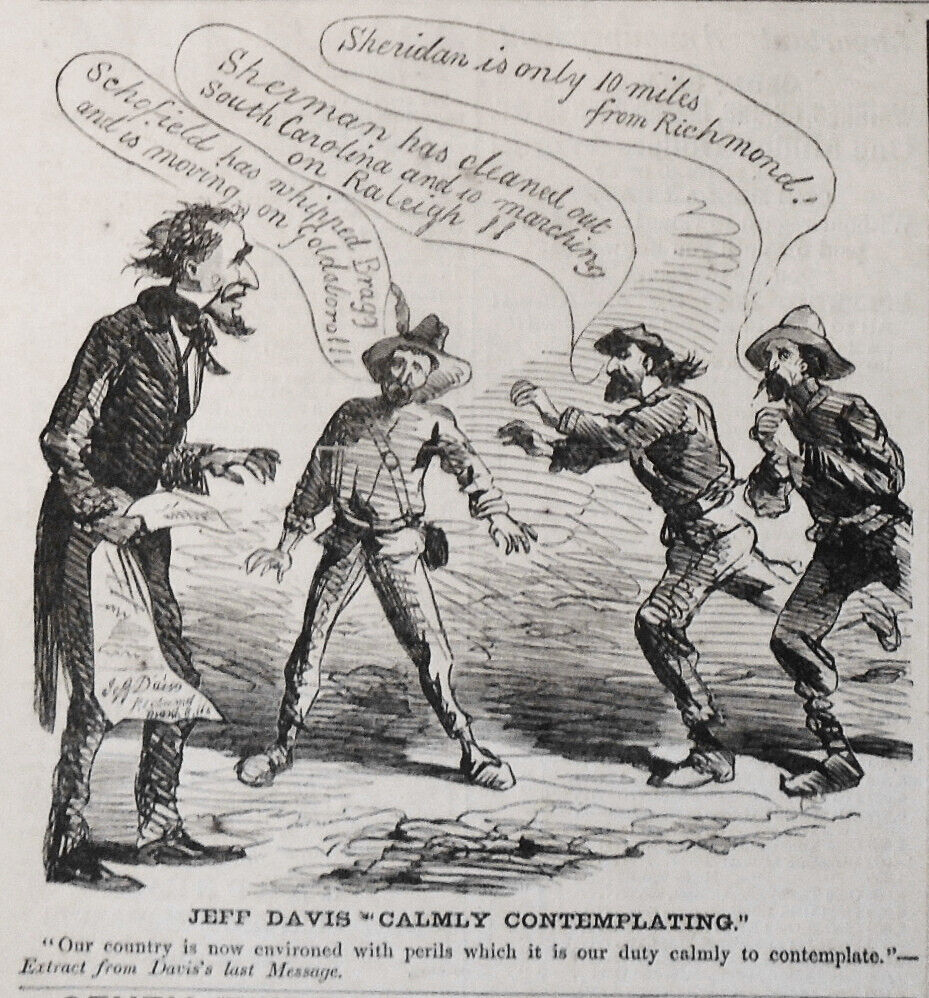 Confederate President Jefferson Davis calmly contemplating surrender - HW 1865