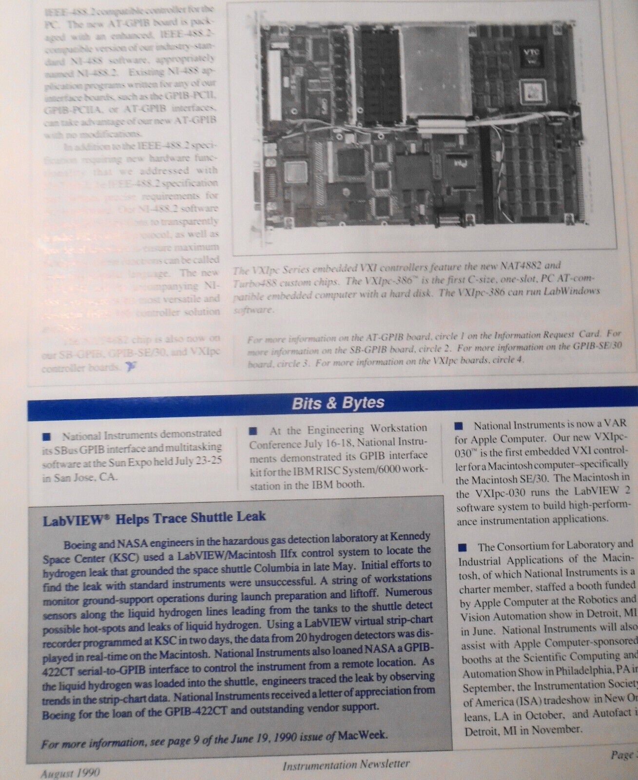 Instrumentation Newsletter, by National Instruments - August 1990, Vol. 2, N. 3