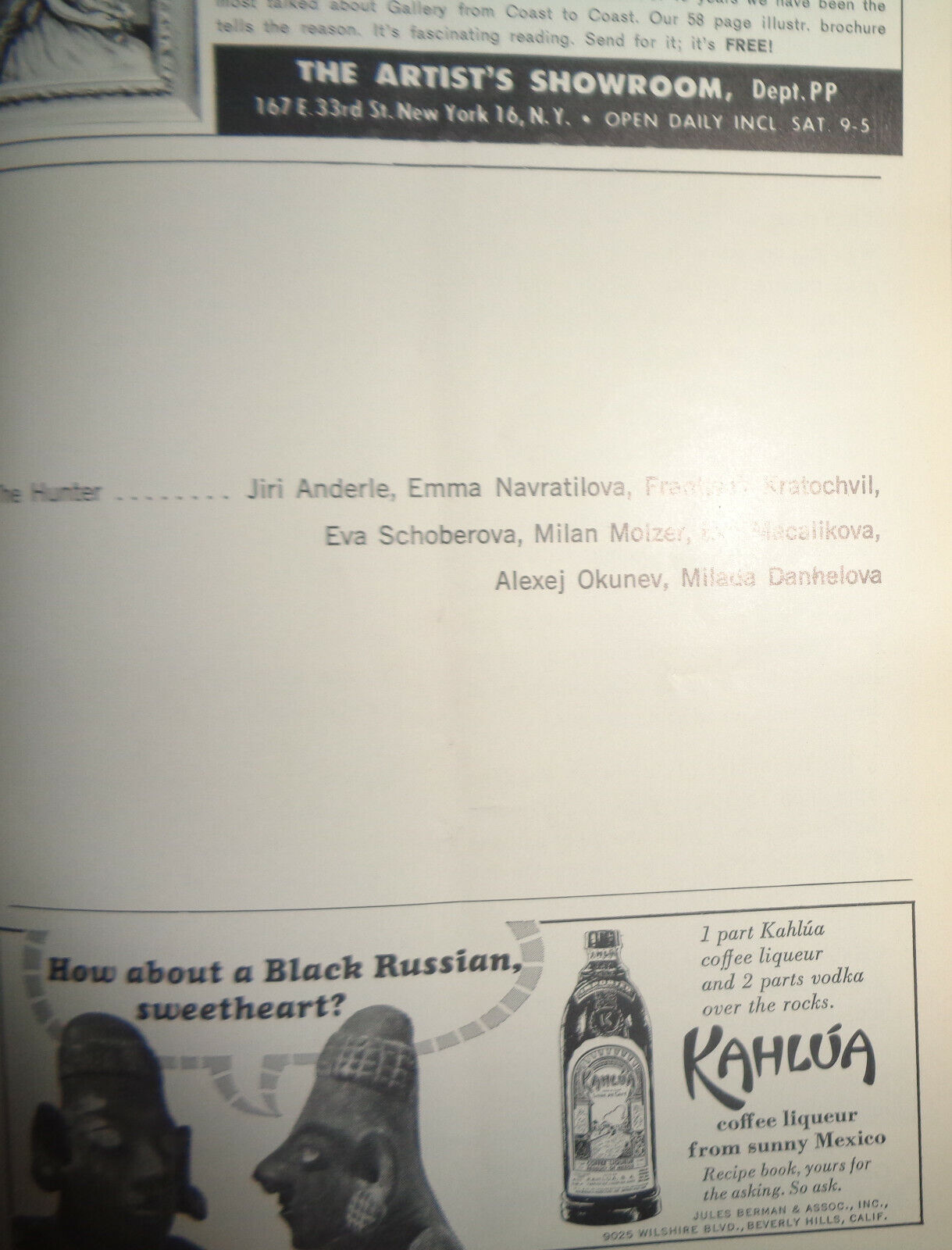 APPARITION THEATRE OF PRAGUE - PLAYBILL - PREMIERE PERFORMANCE - NOV 16, 1966