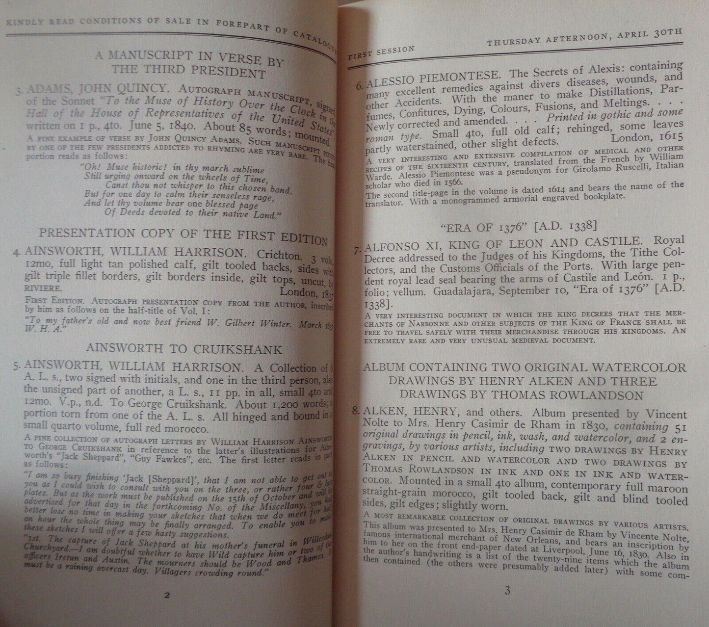 IMPORTANT HISTORICAL & LITERARY AUTOGRAPHS AND MANUSCRIPTS J Percy Sabin 1936