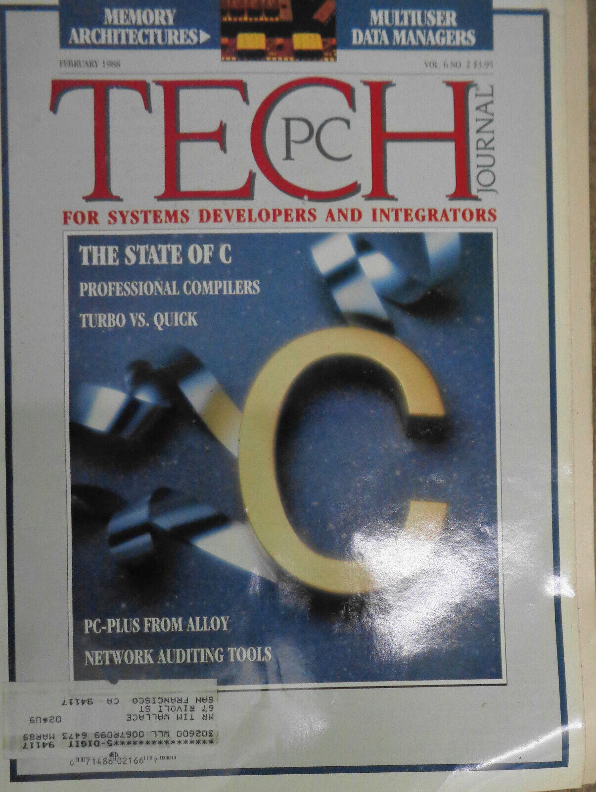 PC Tech Journal, February 1988 -- The State of C; Profreeional Compilers, etc