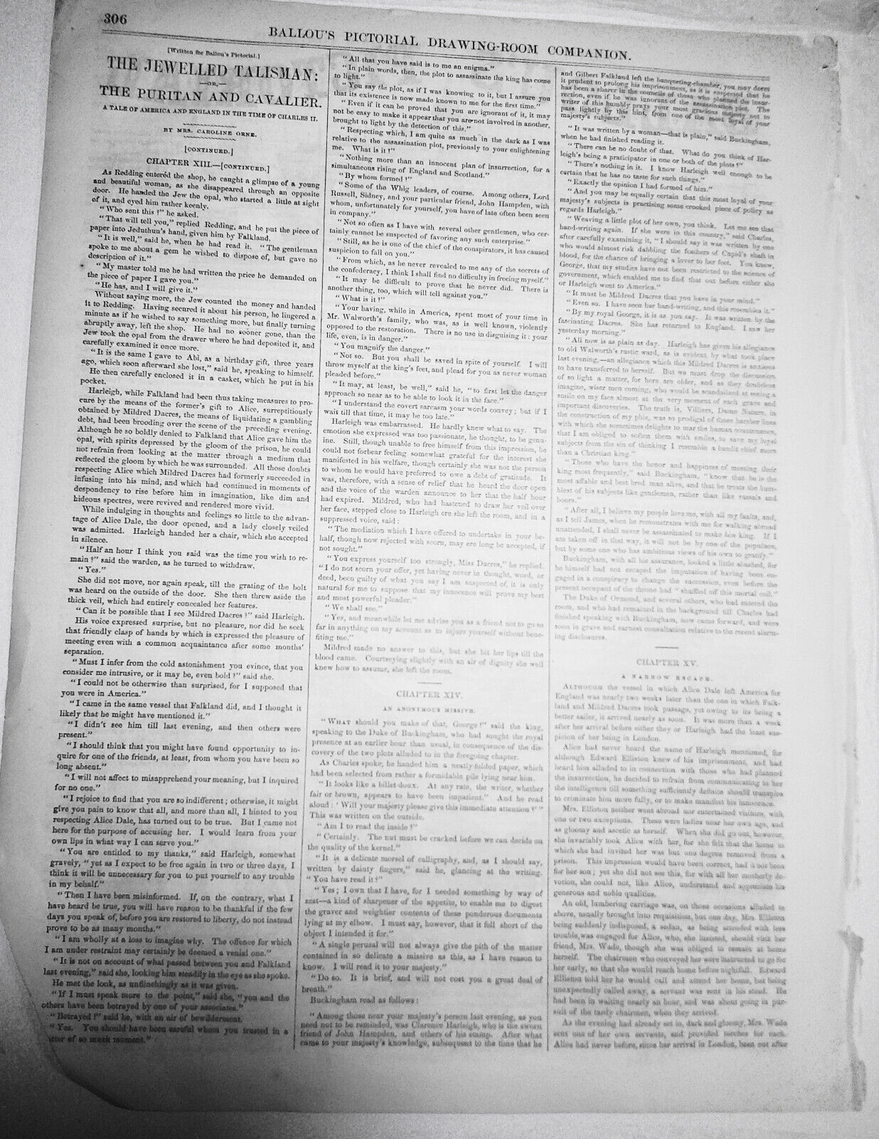 "State of Alabama" emblematic print + story, in Ballou's Pictorial May 2, 1857.