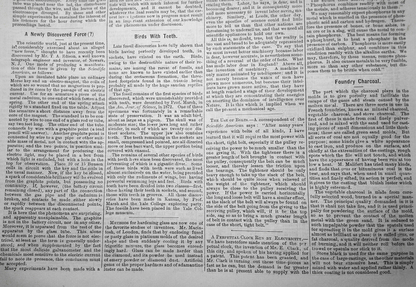 Mining and Scientific Press Feb 12, 1876. Edison's "New Force"; Mining Debris...