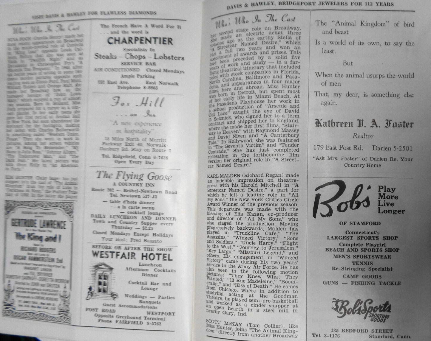 The Animal Kingdom: Nina Foch, Kim Hunter, Karl Malden - Westport Playhouse 1951