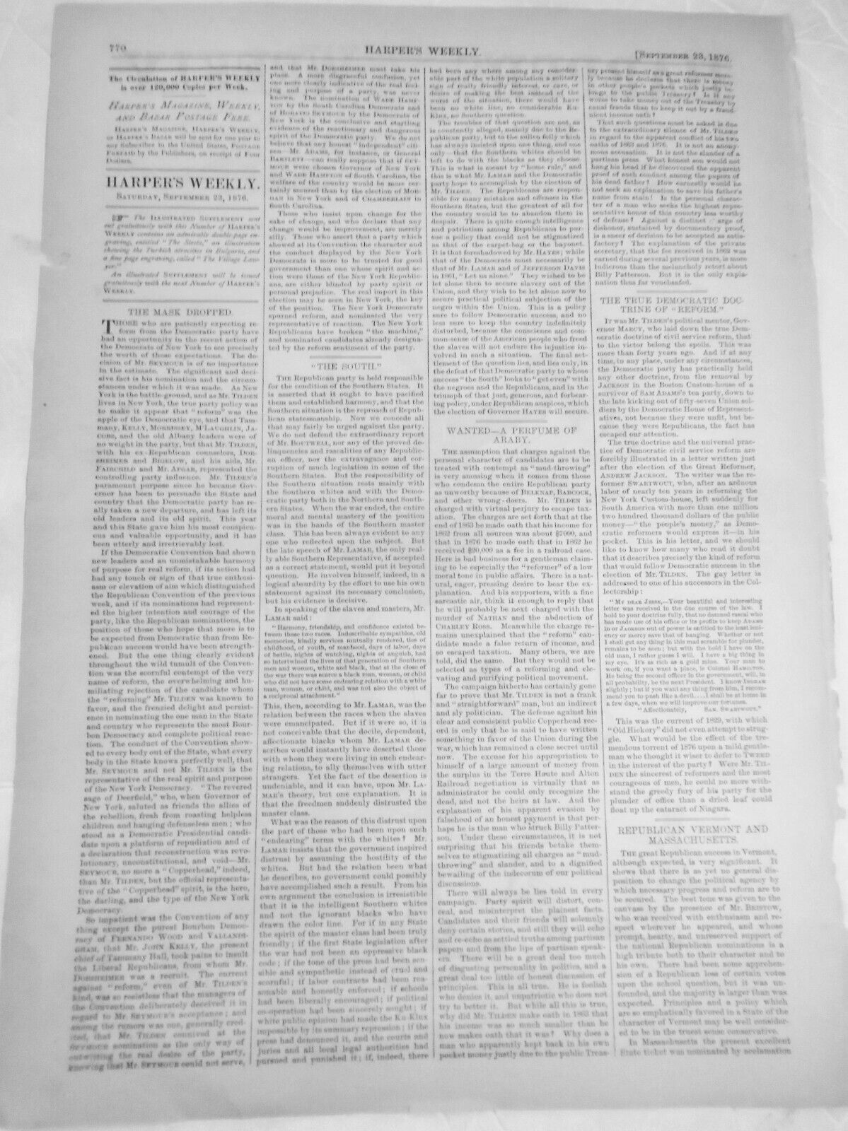 "Still-Hunt"-ing, by Thomas Nast. Harper's Weekly, September 23, 1876 Original