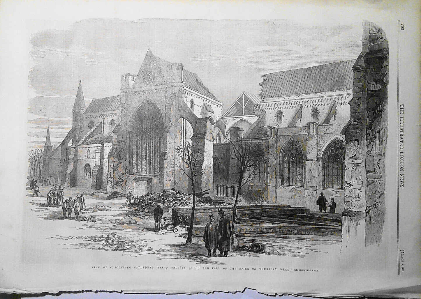 Chichester Cathedral after fall of the Spire. Illustrated London News March 1861