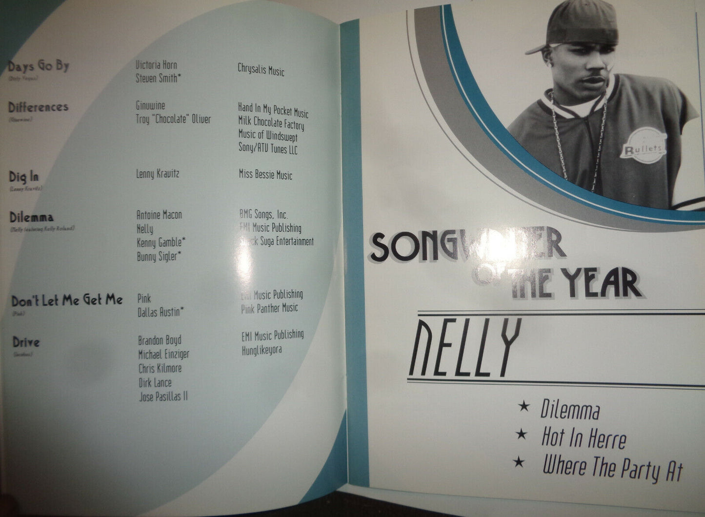 ASCAP Pop Music Awards 2003 Souvenir Program - Nelly, Seven, Elvis Costello .