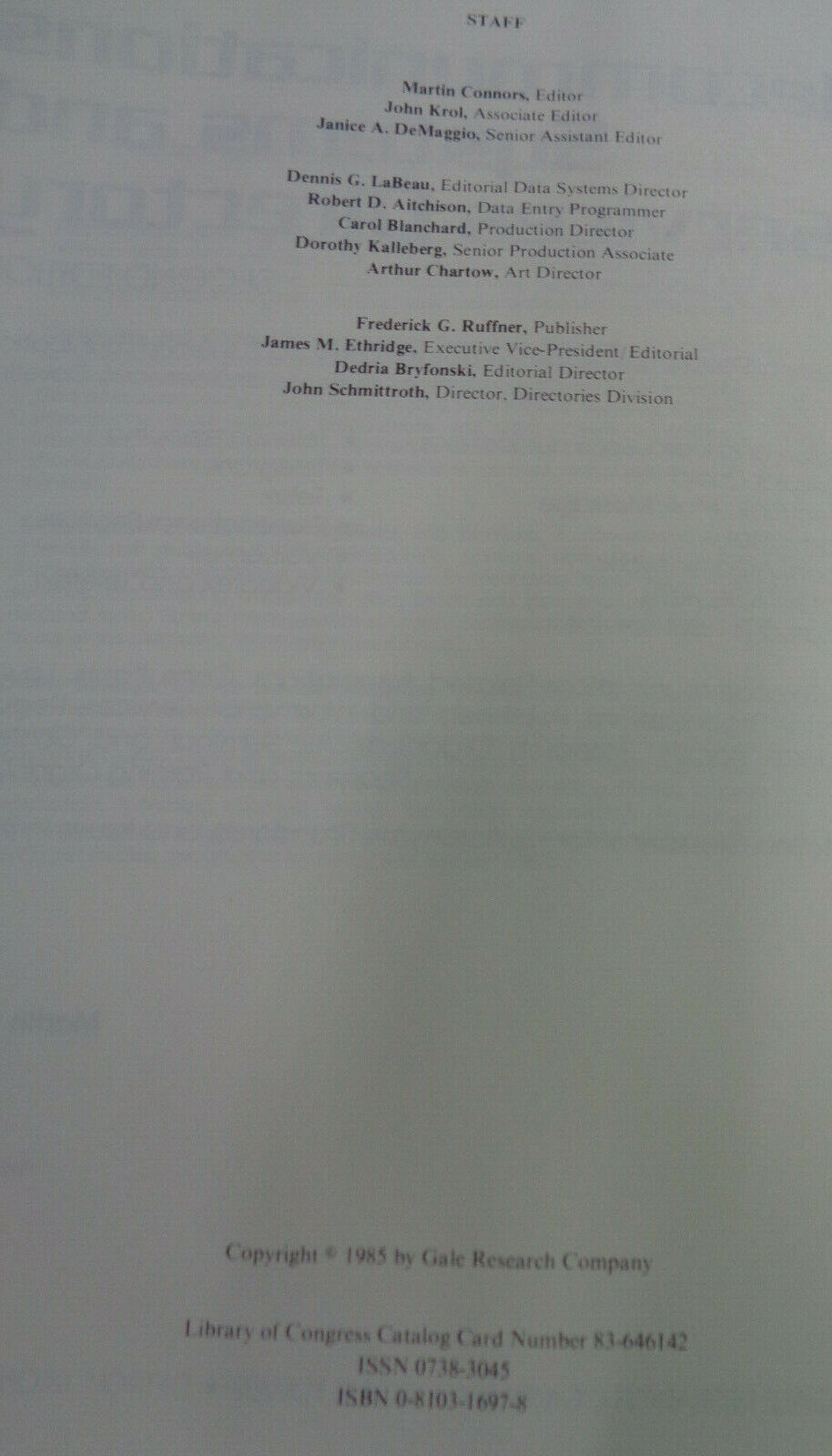 Telecommunications systems and services directory. 1985 Hardcover. Gale Research