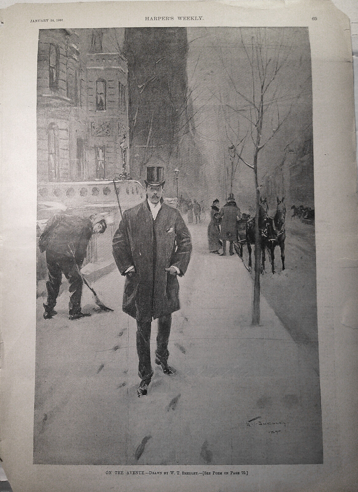 "On the Avenue", by W. T. Smedley - Harper's Weekly, January 24, 1891. Original