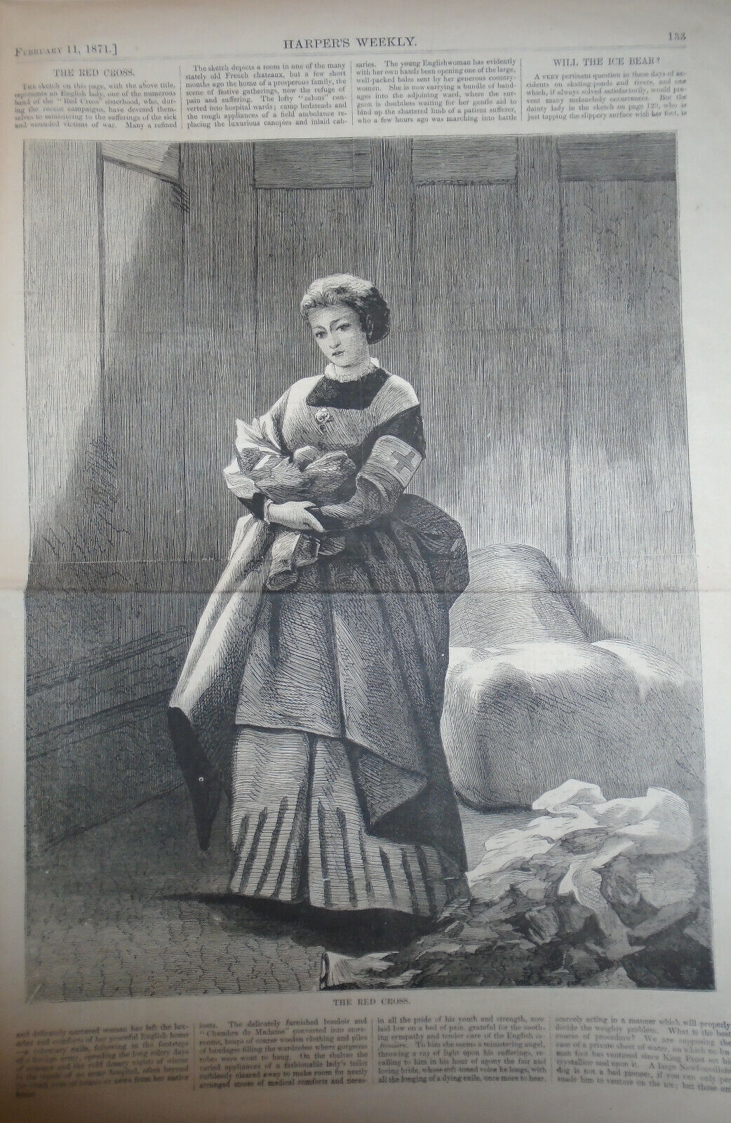 Harper's Weekly, Febr 11, 1871 - Count Von Moltke, Rome flood, Red Cross, etc