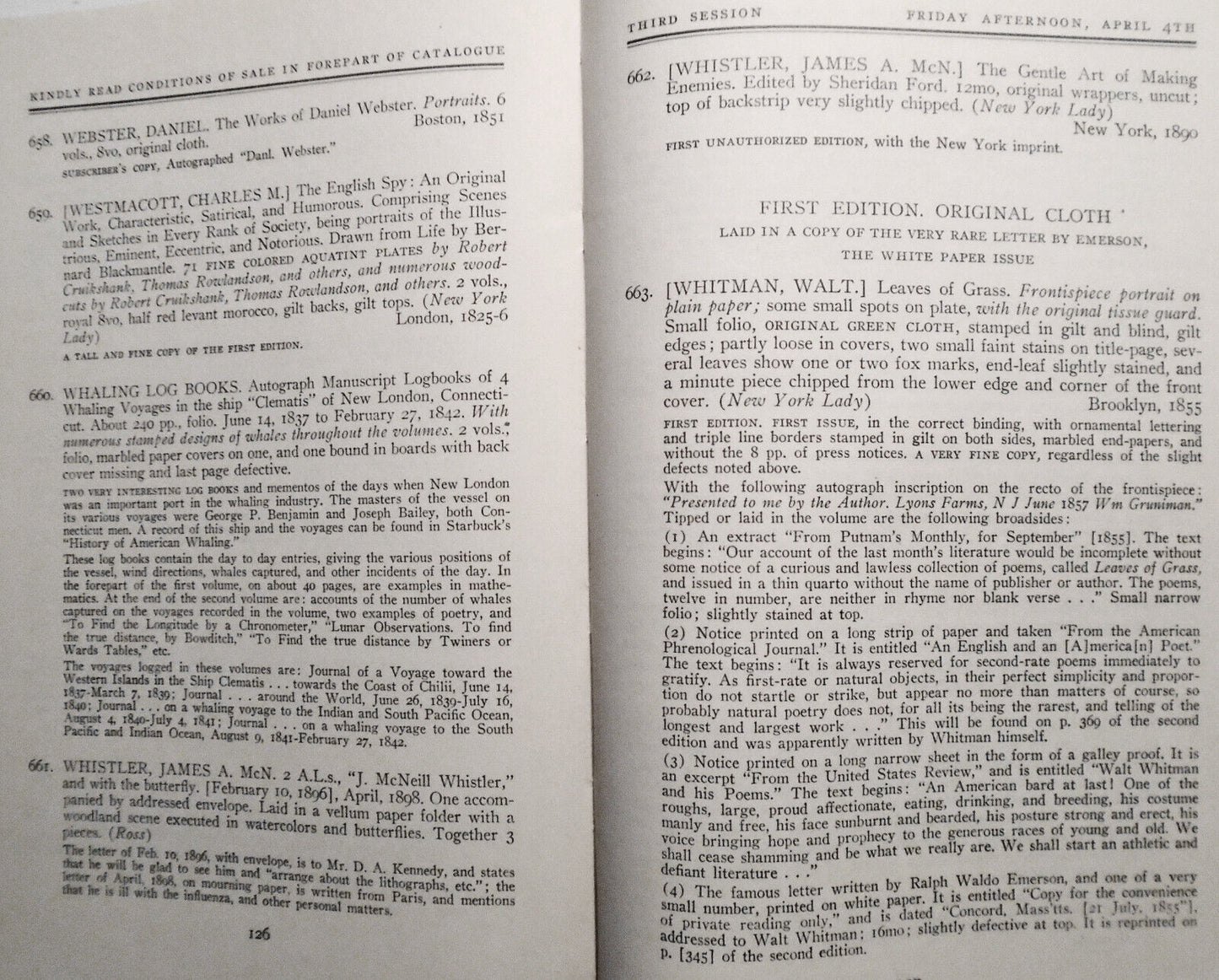 George Washington's Copy Of Chesterfield's Letters. Parke-Bernet 1941