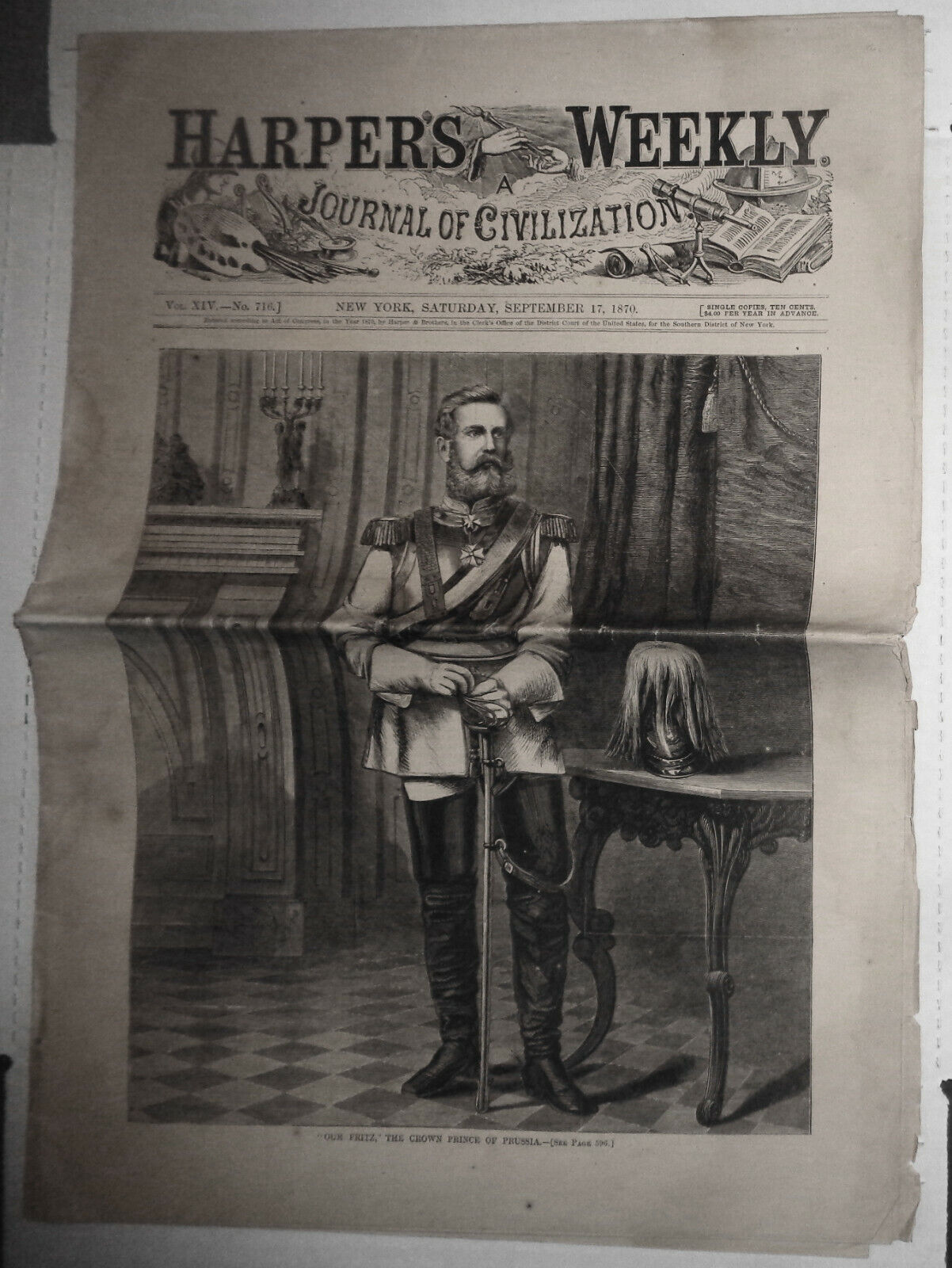 HARPER'S WEEKLY SEPTEMBER 17, 1870 - FORTIFICATIONS OF PARIS; PRUSSIANS; ICELAND