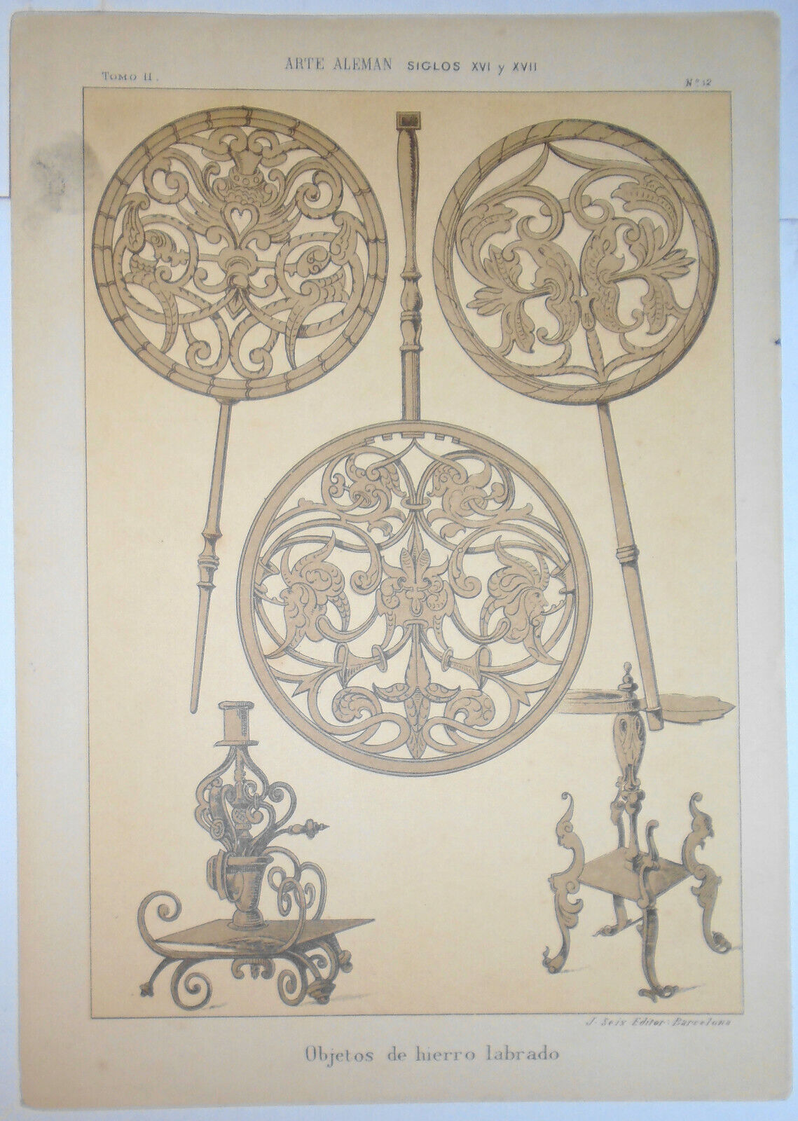 Arte Aleman - 4 lithographs lot circa 1890 by J. Seix, Barcelona.